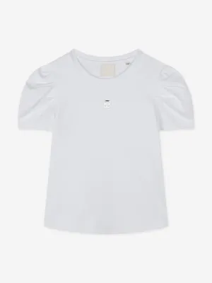 Givenchy Girls Puffy Sleeve Logo T-Shirt in White