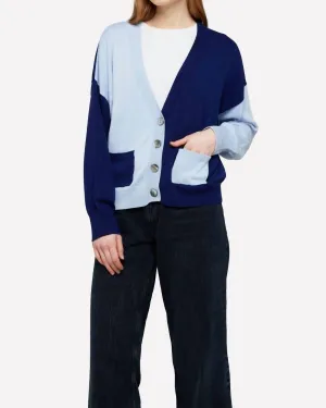 Half And Half Cardi In Insignia Blue/frost Blue