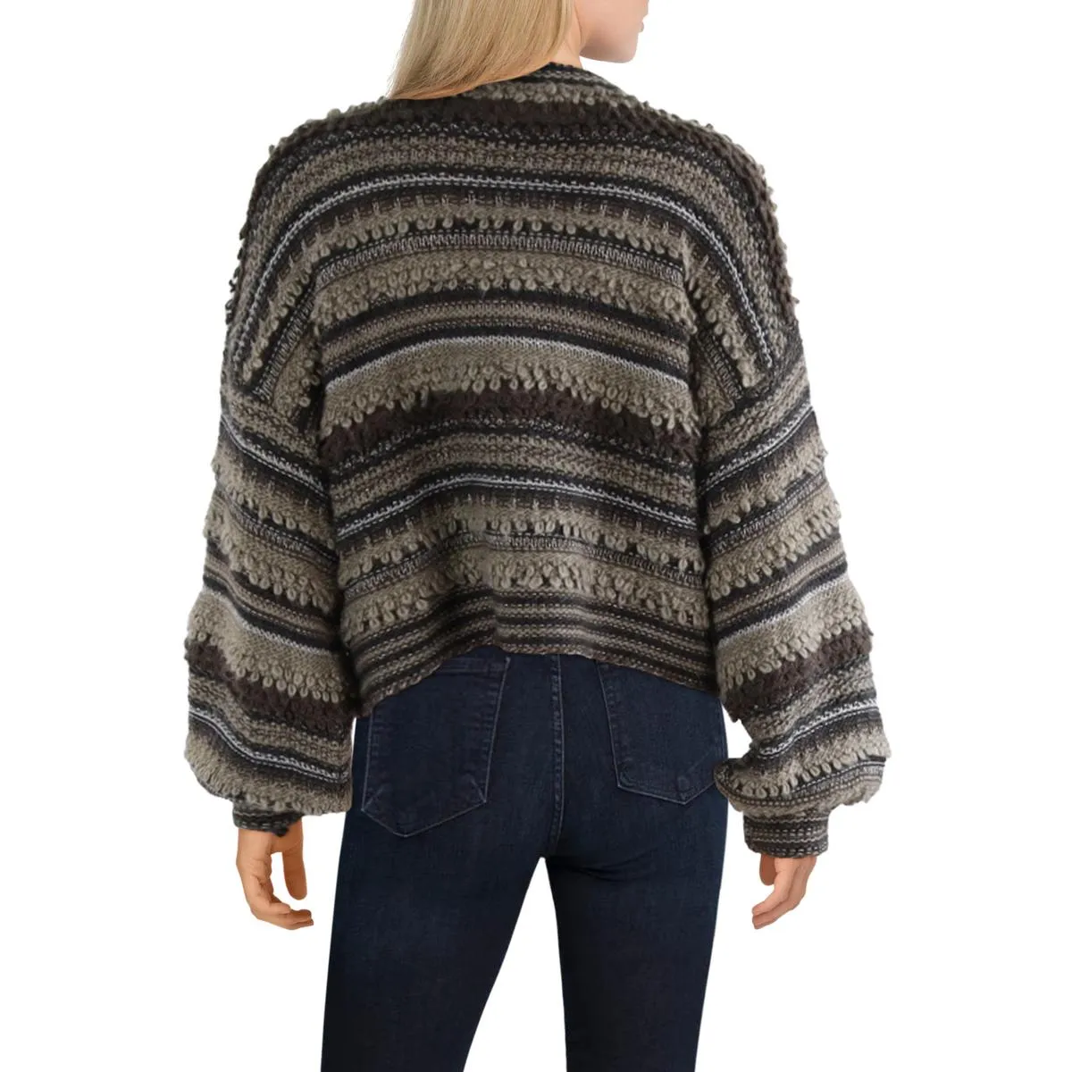 Harriet Womens Metallic Striped Cardigan Sweater