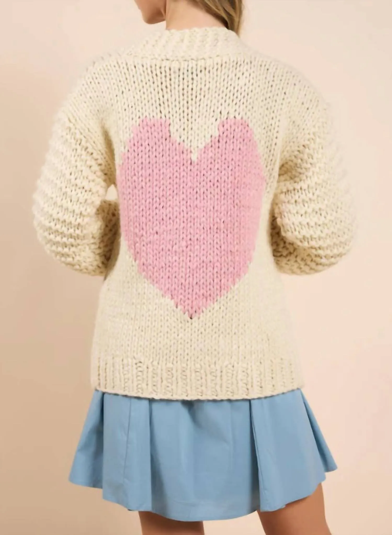 Heart You Handknit Cardigan In Beige