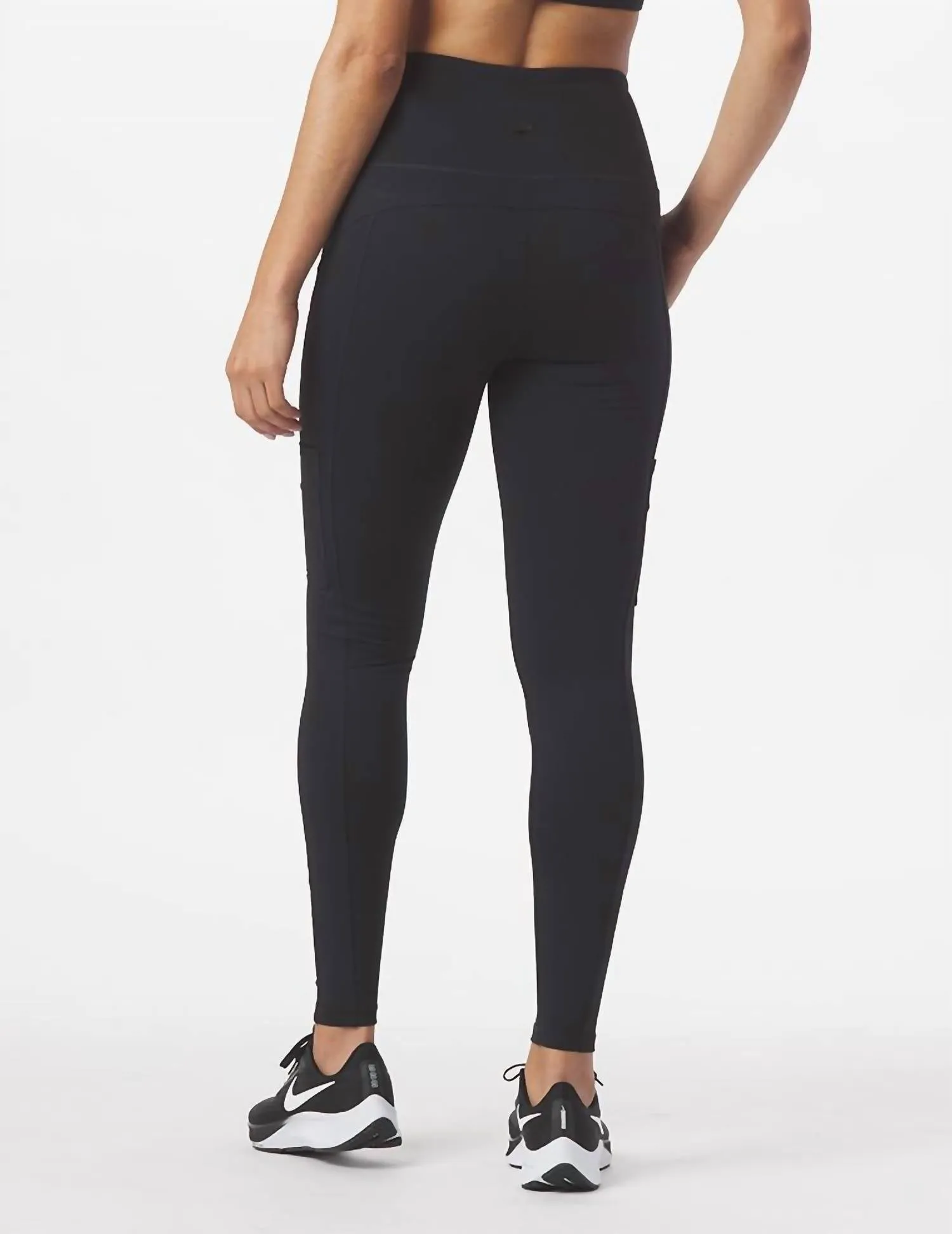 High Waist Compression Cargo Leggings In Black