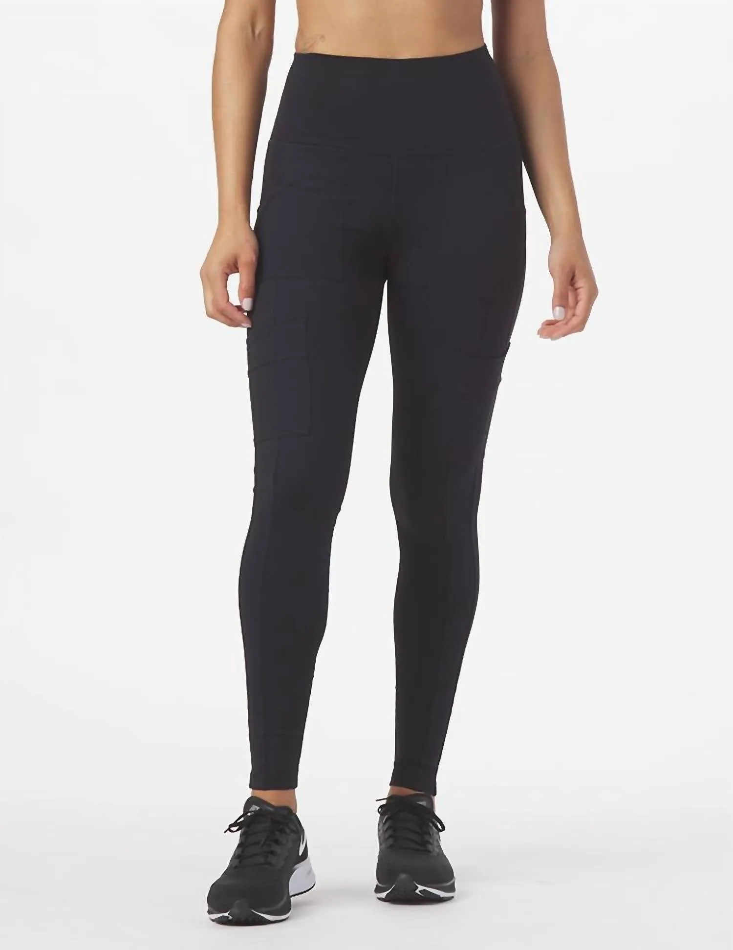 High Waist Compression Cargo Leggings In Black