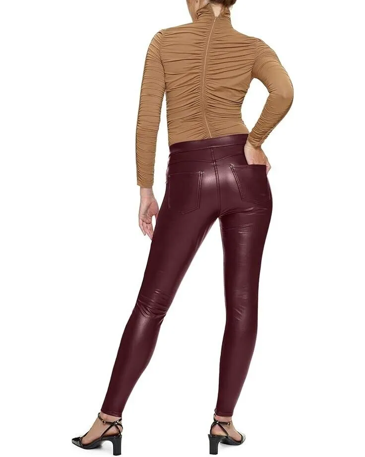 HUE Leatherette Leggings Women's SM (4-6) Red Stretch Skinny Pull-On JDM323