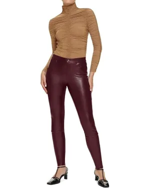HUE Leatherette Leggings Women's SM (4-6) Red Stretch Skinny Pull-On JDM323