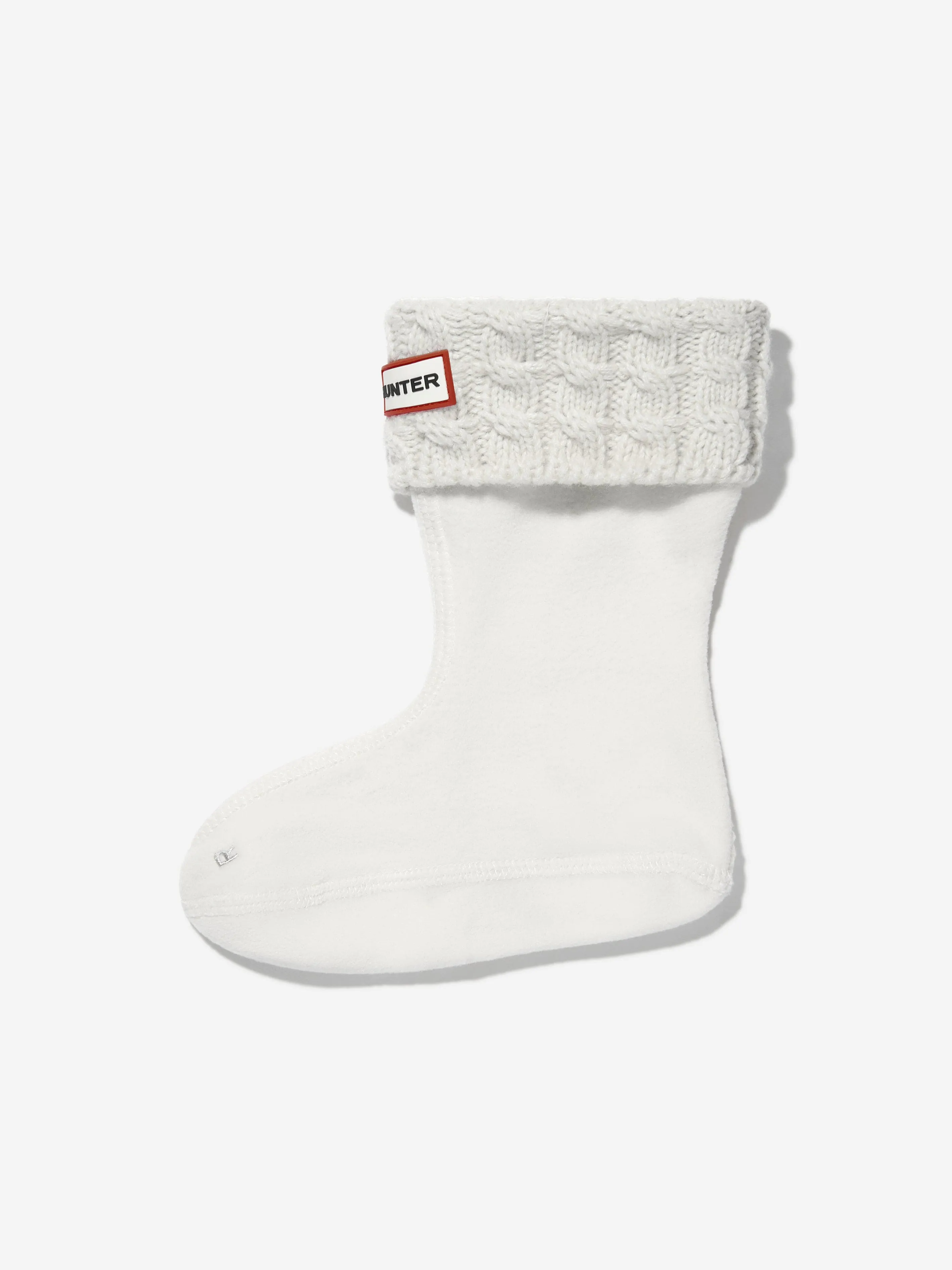 Hunter Kids Recycled 6 Stitch Cable Boot Socks in White
