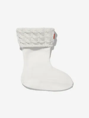 Hunter Kids Recycled 6 Stitch Cable Boot Socks in White