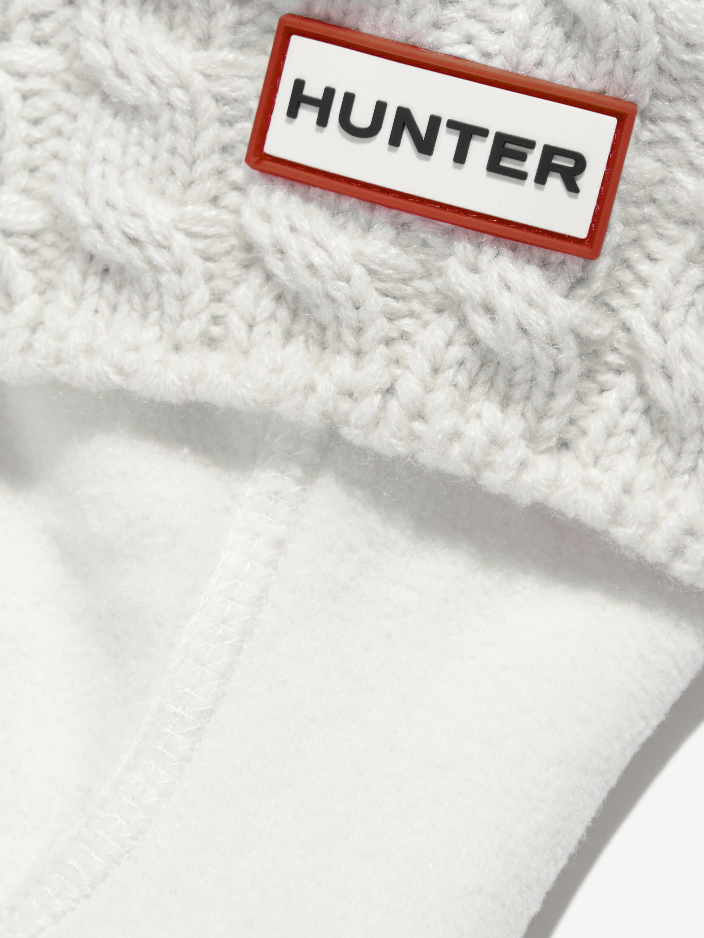 Hunter Kids Recycled 6 Stitch Cable Boot Socks in White
