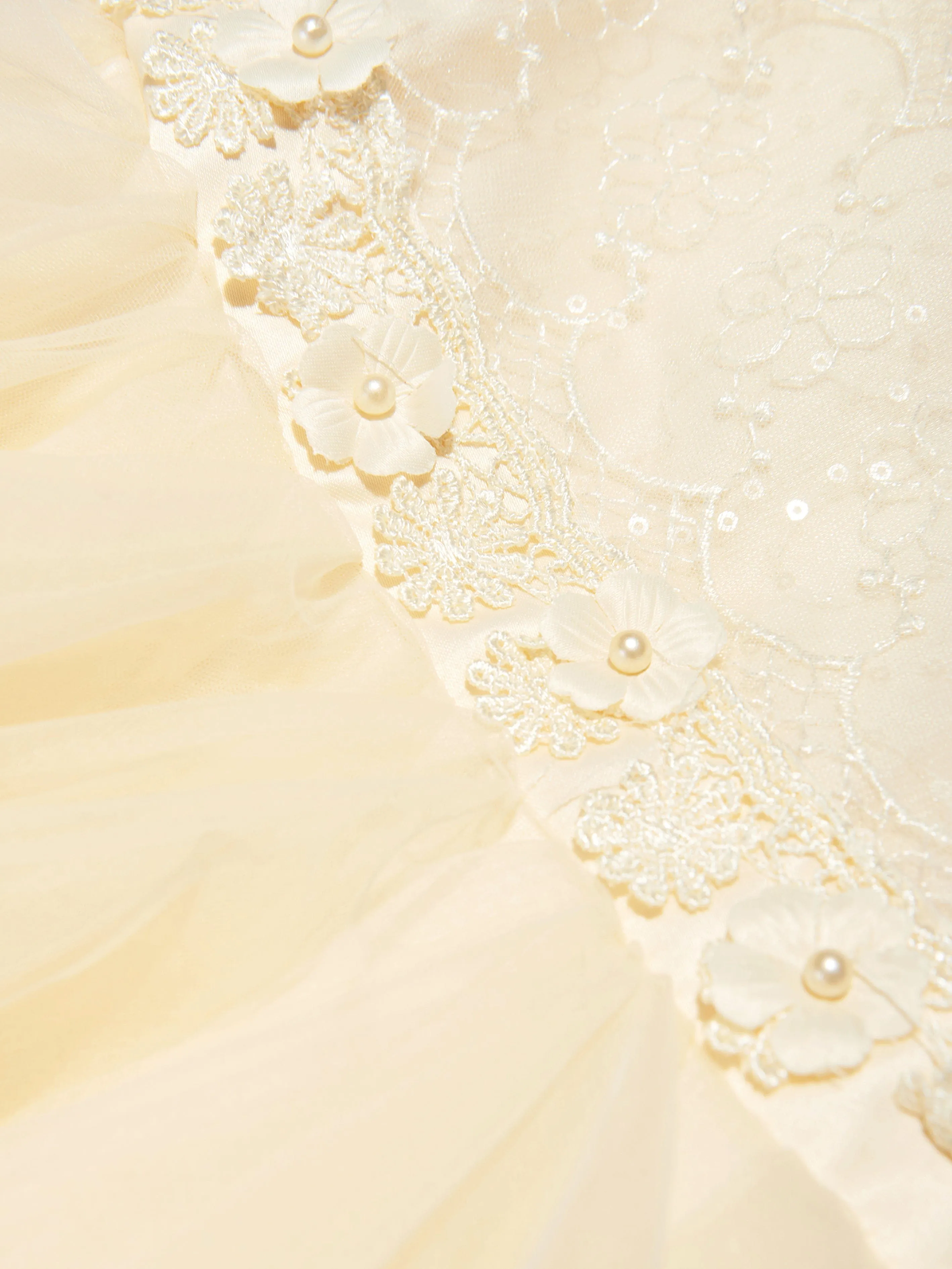 iAMe Girls Tulle Tiered Dress in Cream