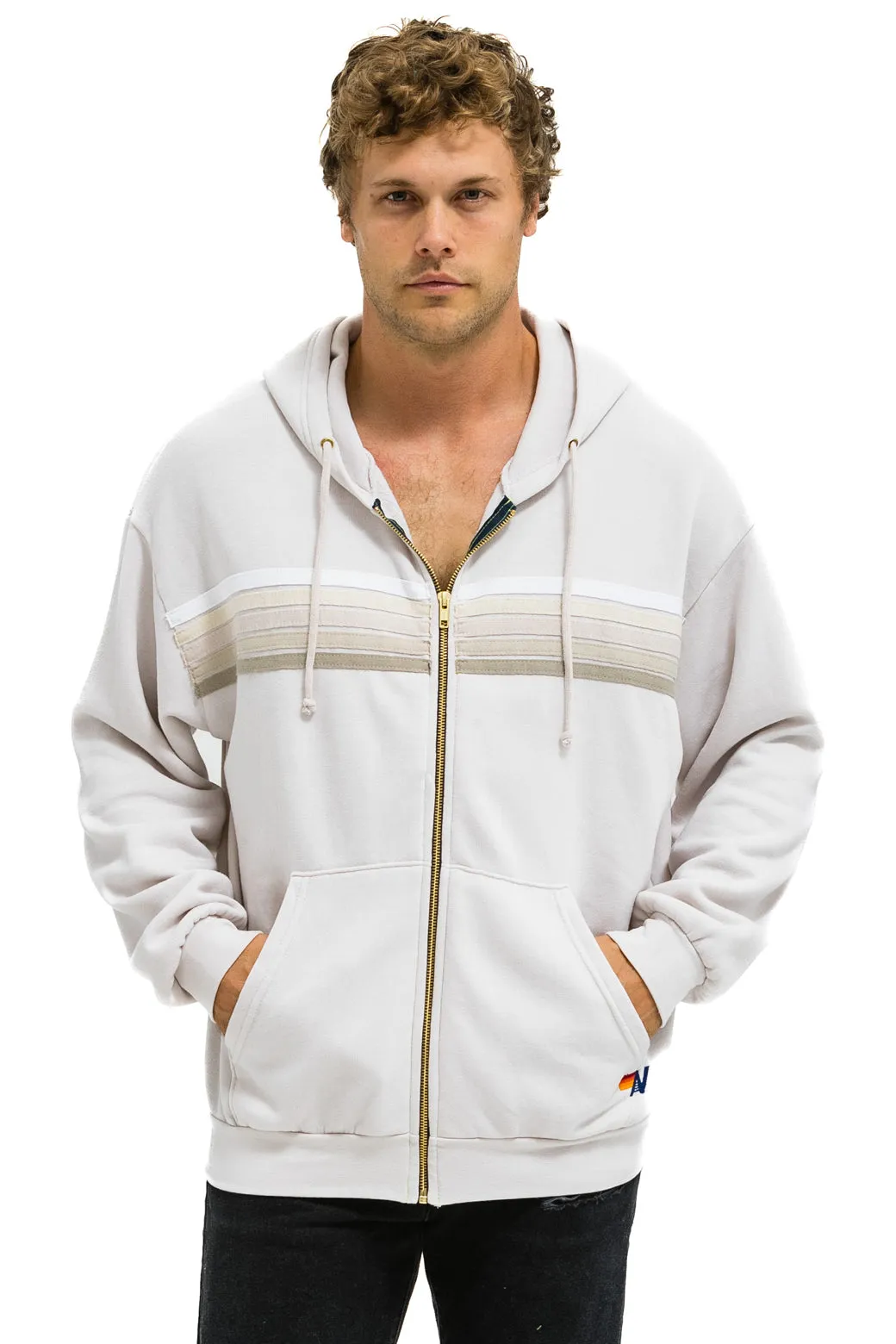 Jacket 5 Stripe Zip Hdrxrs5 Dove-Grey-White-Grey