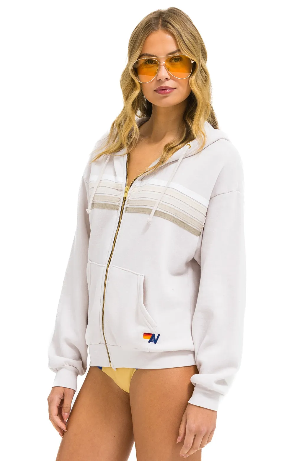 Jacket 5 Stripe Zip Hdrxrs5 Dove-Grey-White-Grey