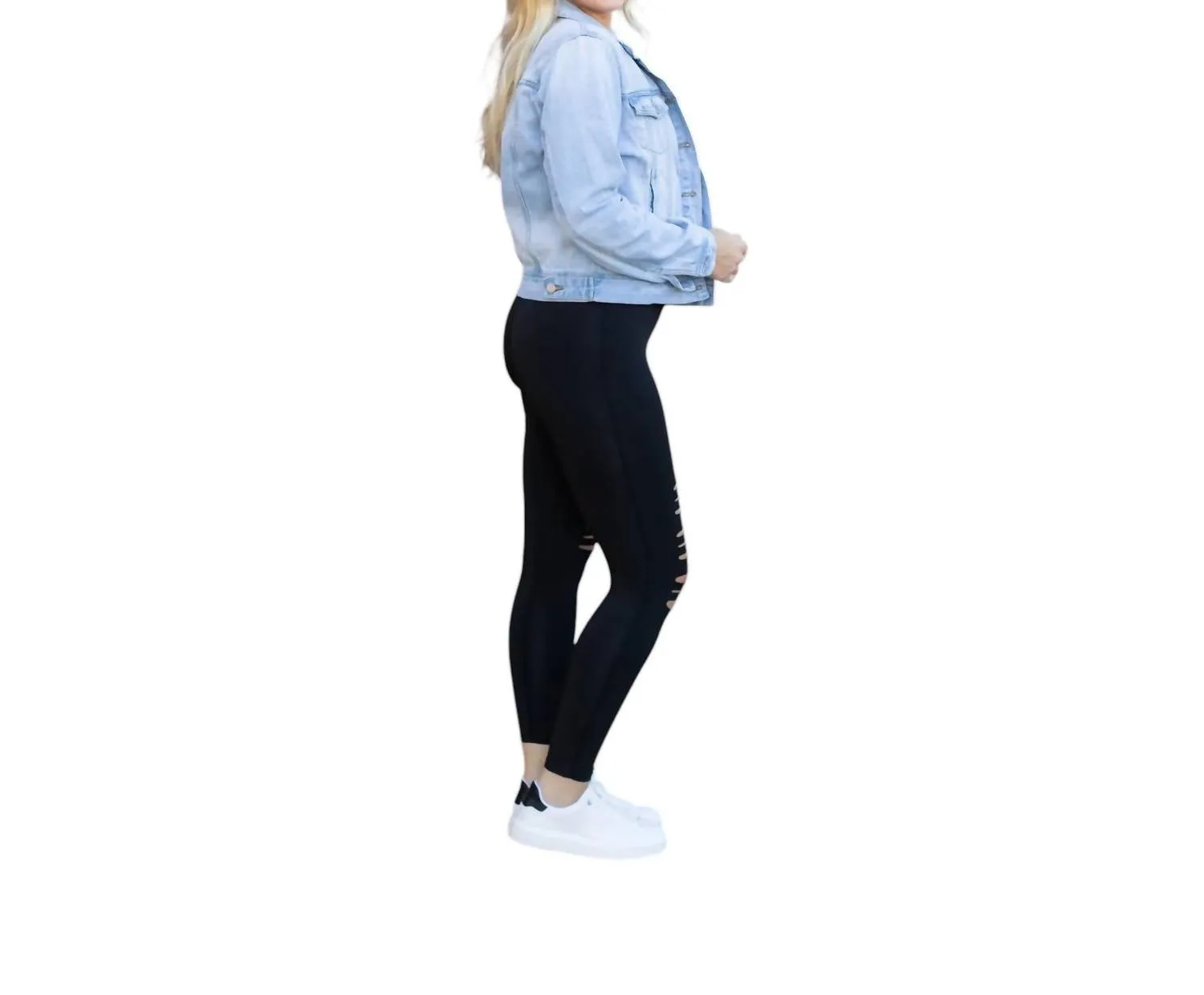 Jacqueline High Waisted Laser Cutout Leggings In Black
