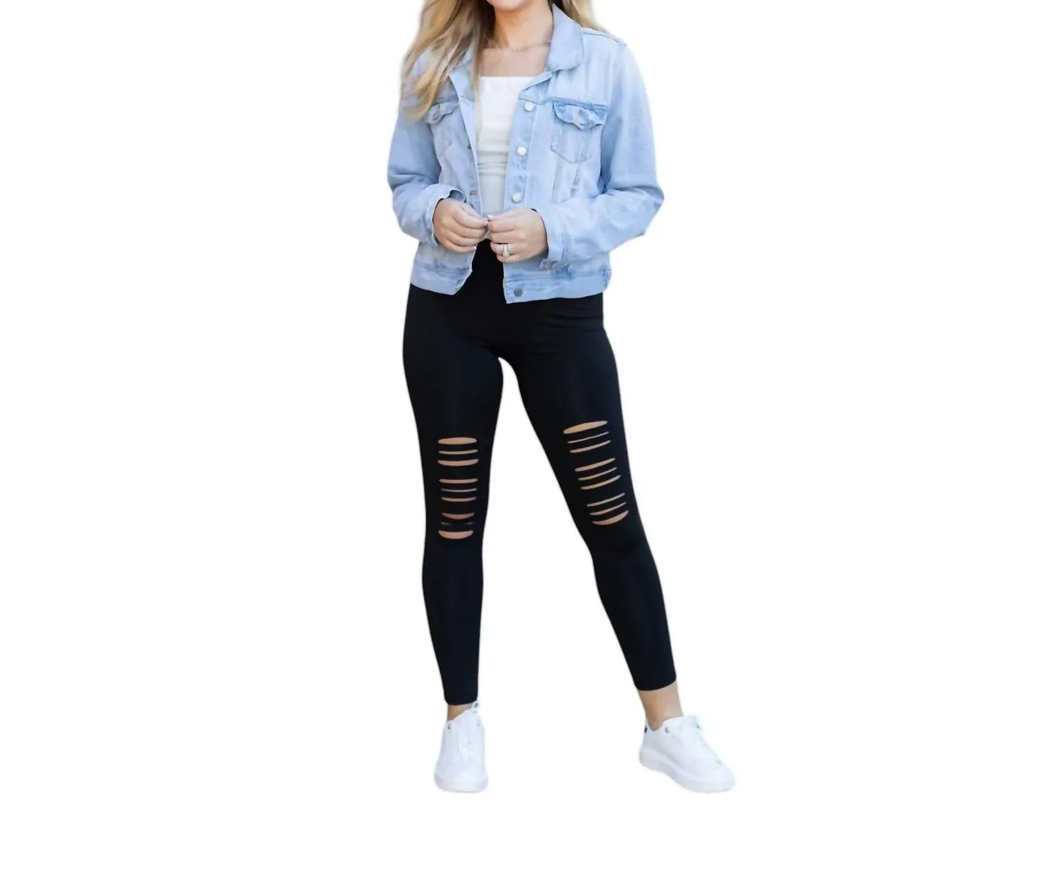 Jacqueline High Waisted Laser Cutout Leggings In Black
