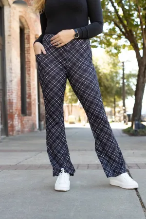 Jennifer Plaid Bootcut Leggings In Black