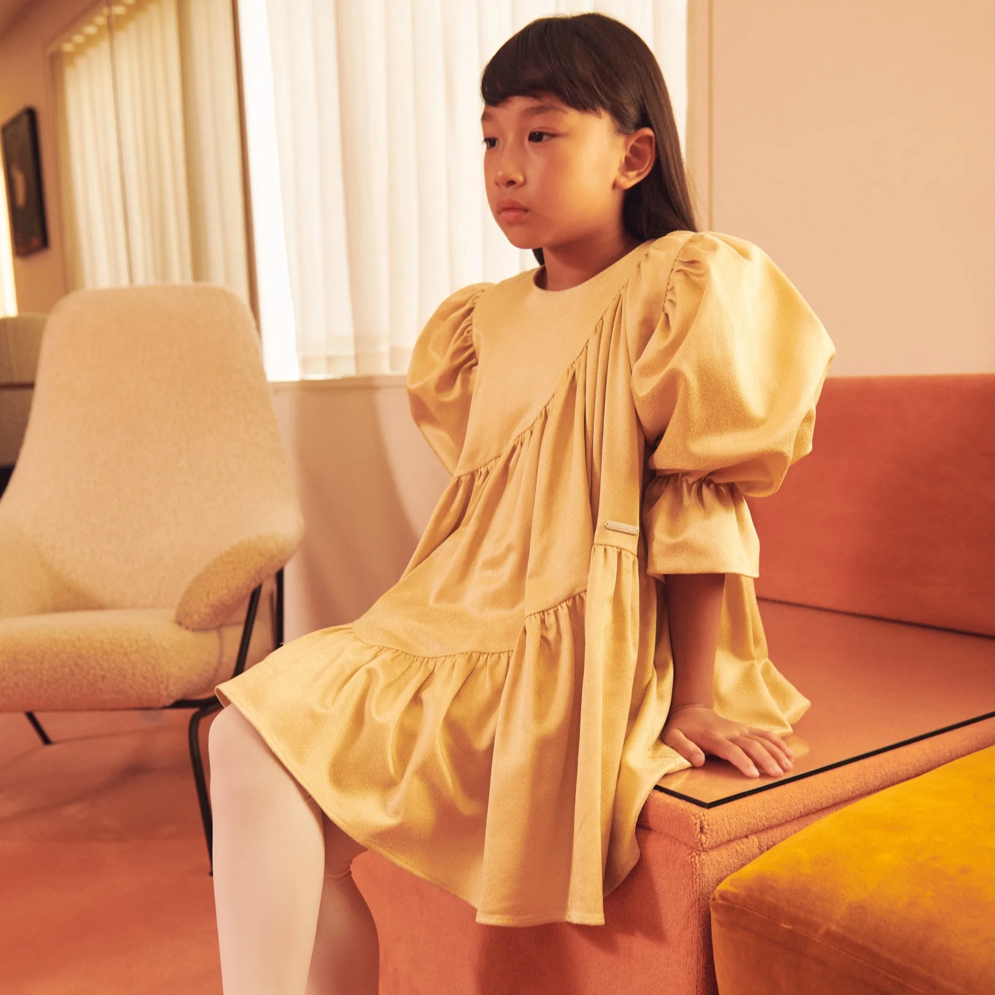 Jessie And James Girls Avery Sparkle Dress in Gold