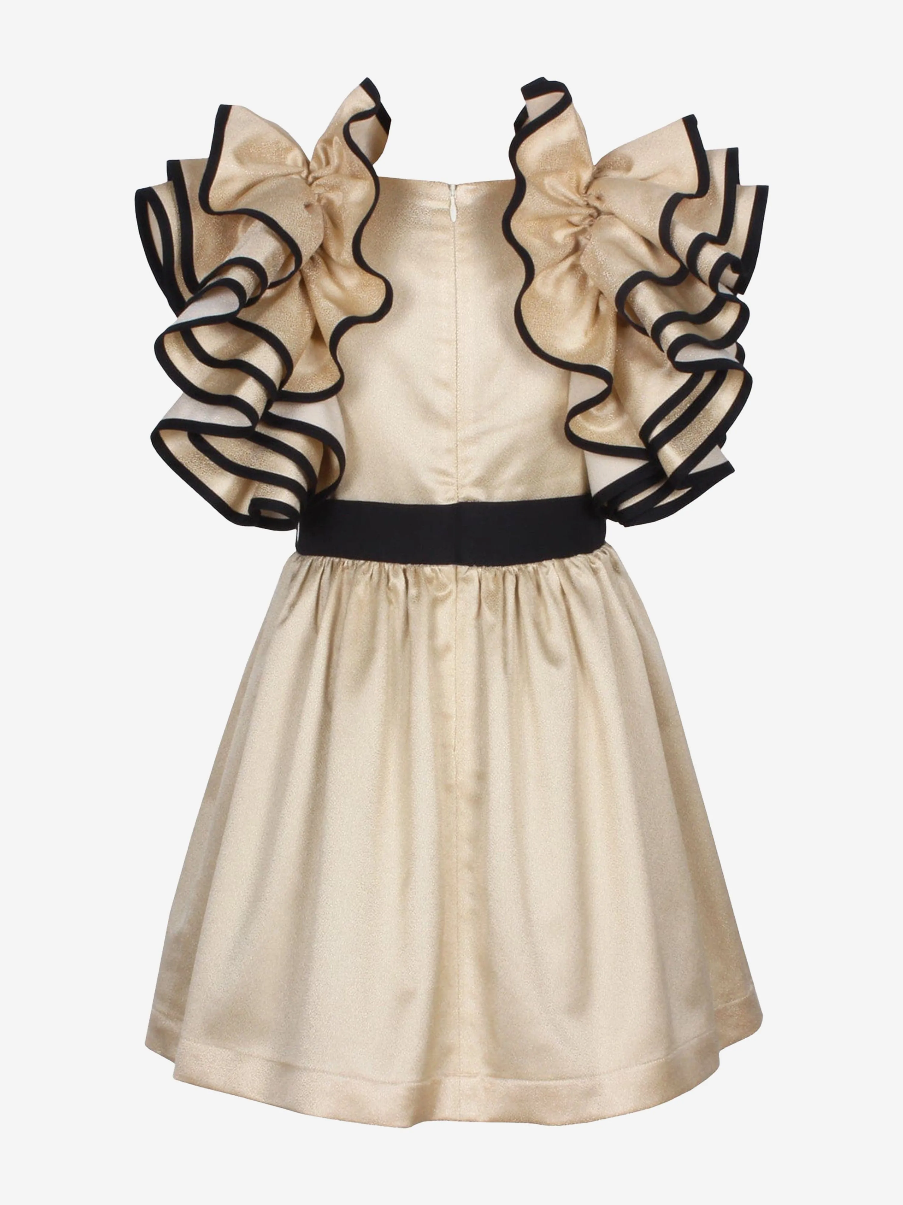 Jessie And James Girls Orangey Sparkle Dress in Gold
