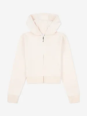Juicy Couture Girls Tonal Velour Zip Up Top in Beige