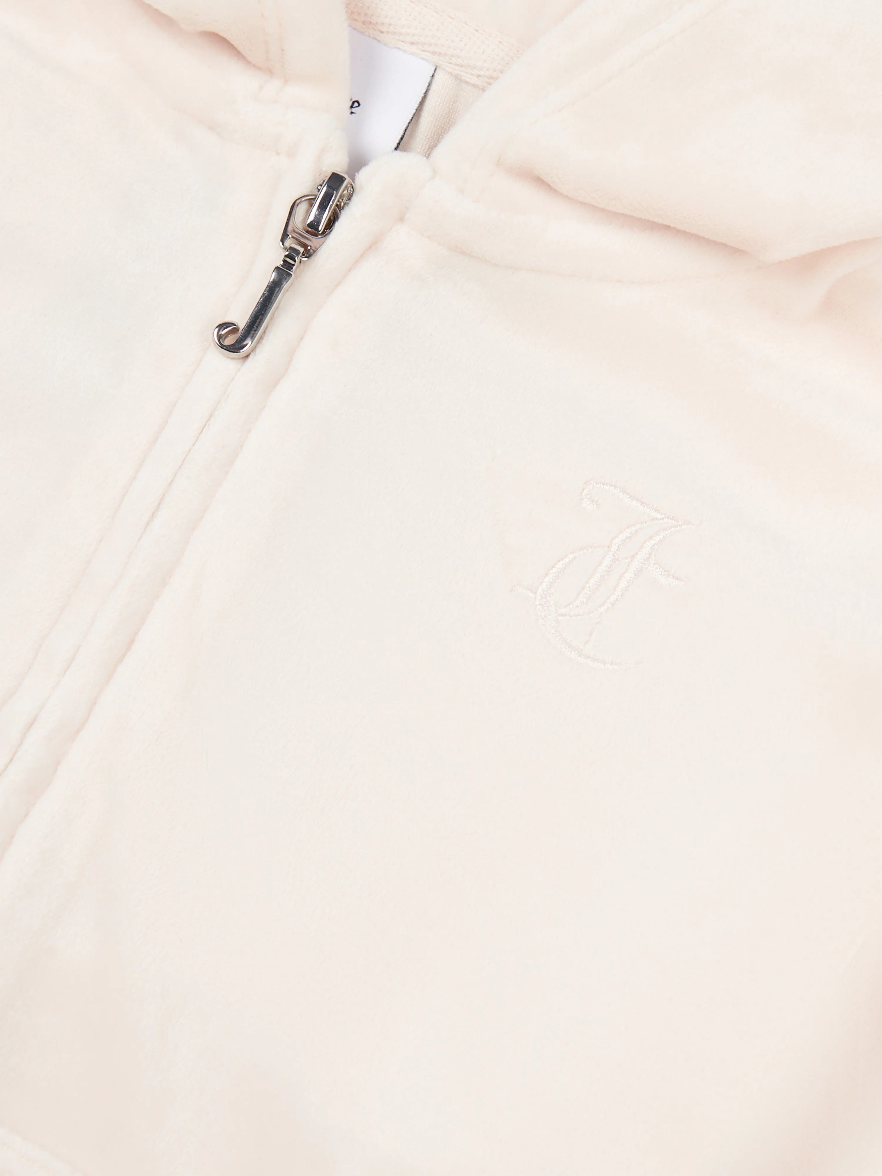 Juicy Couture Girls Tonal Velour Zip Up Top in Beige