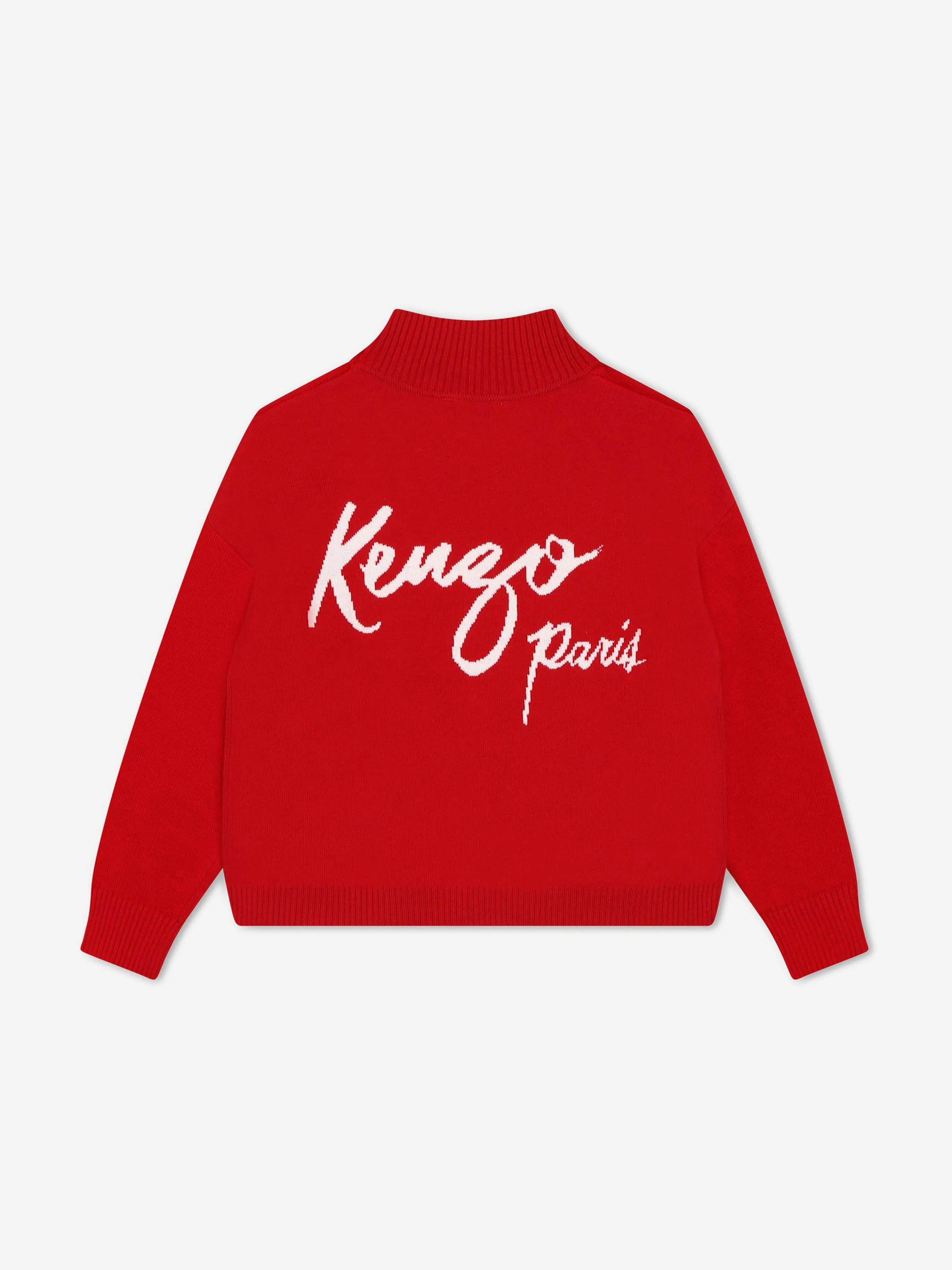KENZO Girls Knitted Dragon Jumper in Red