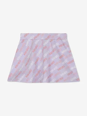 KENZO Girls Logo Print Skirt in Purple