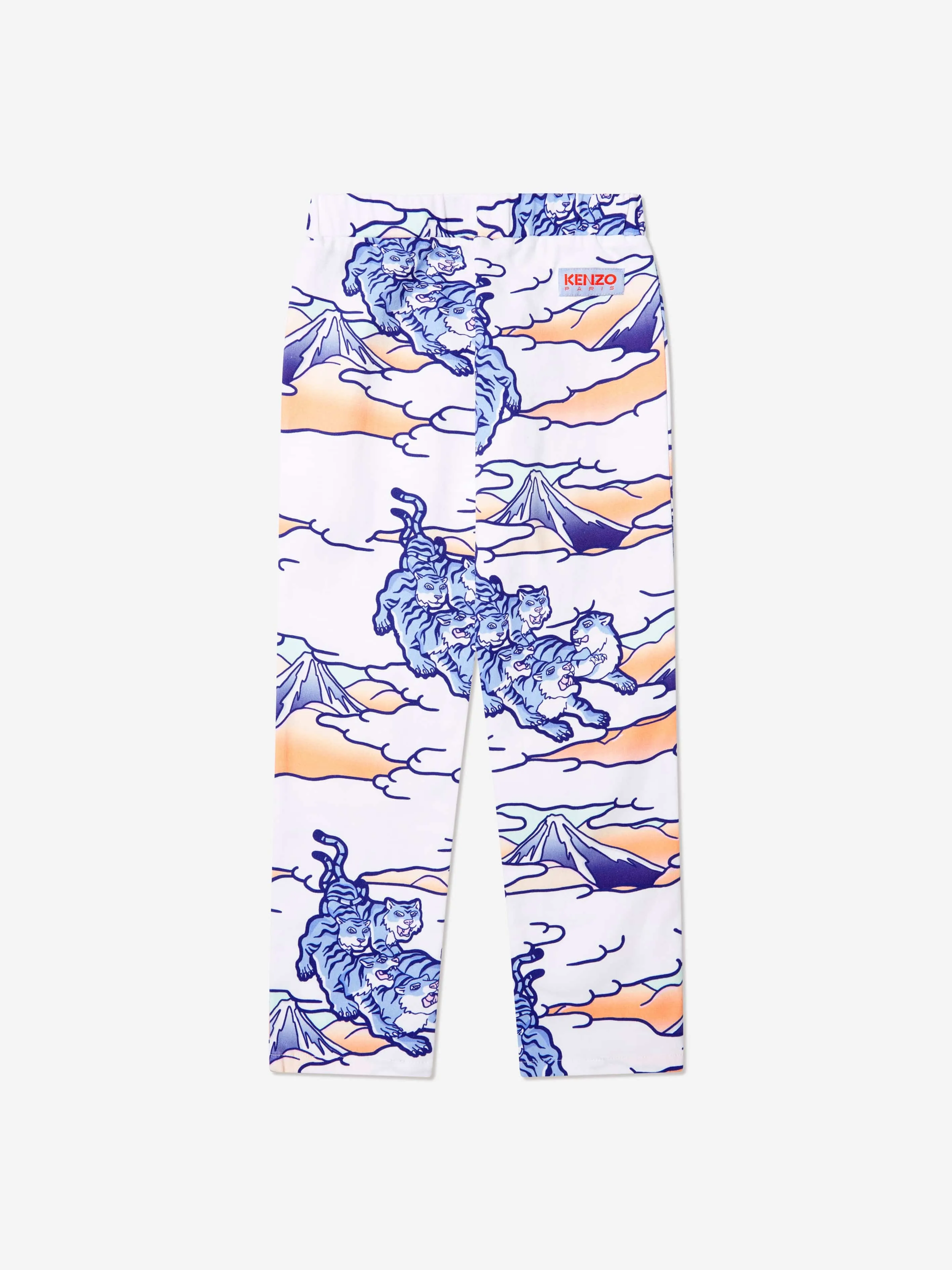 KENZO Girls Tiger Print Jeggings in White