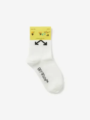 Kids Arrow Mid High Socks in White