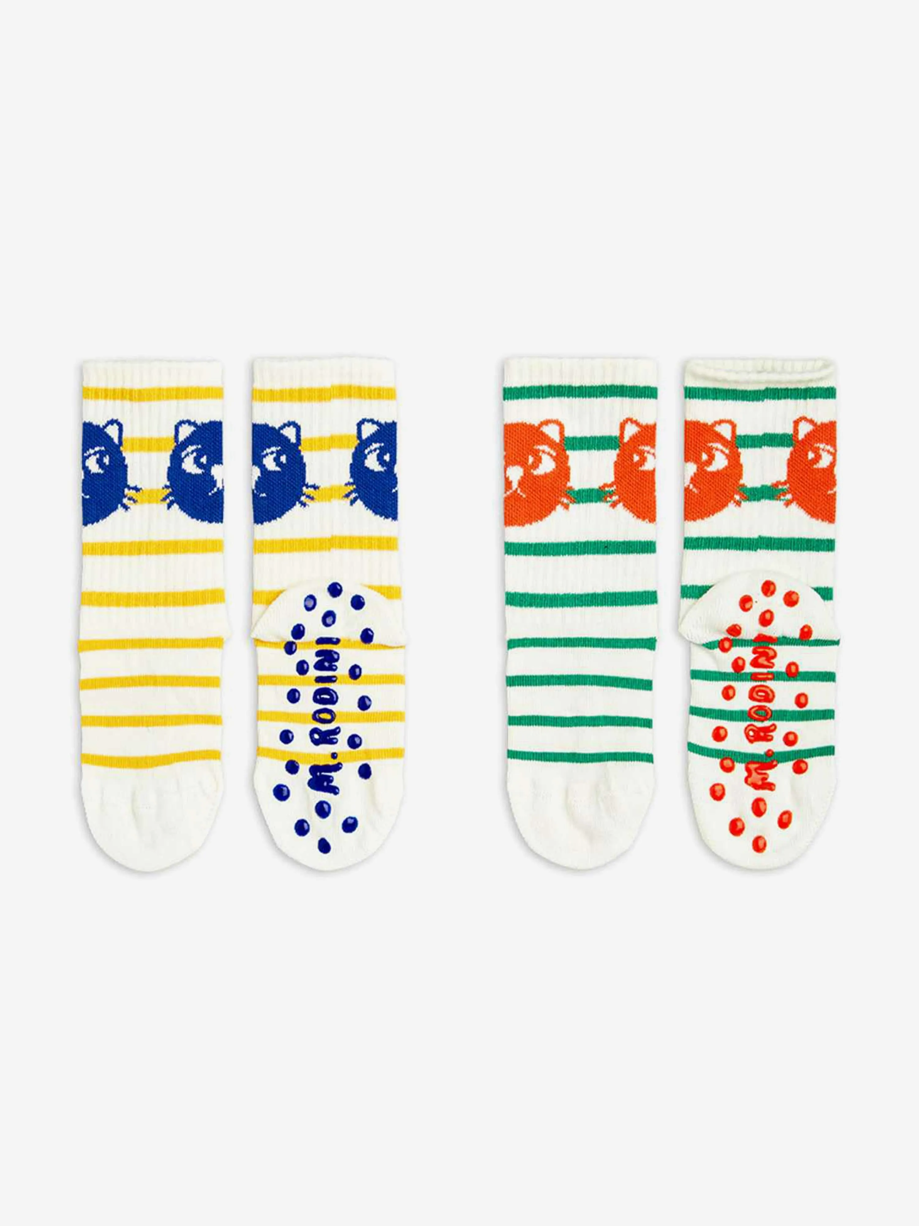 Kids Cat Striped 2-Pack Anti-Slip Socks in Multicolour