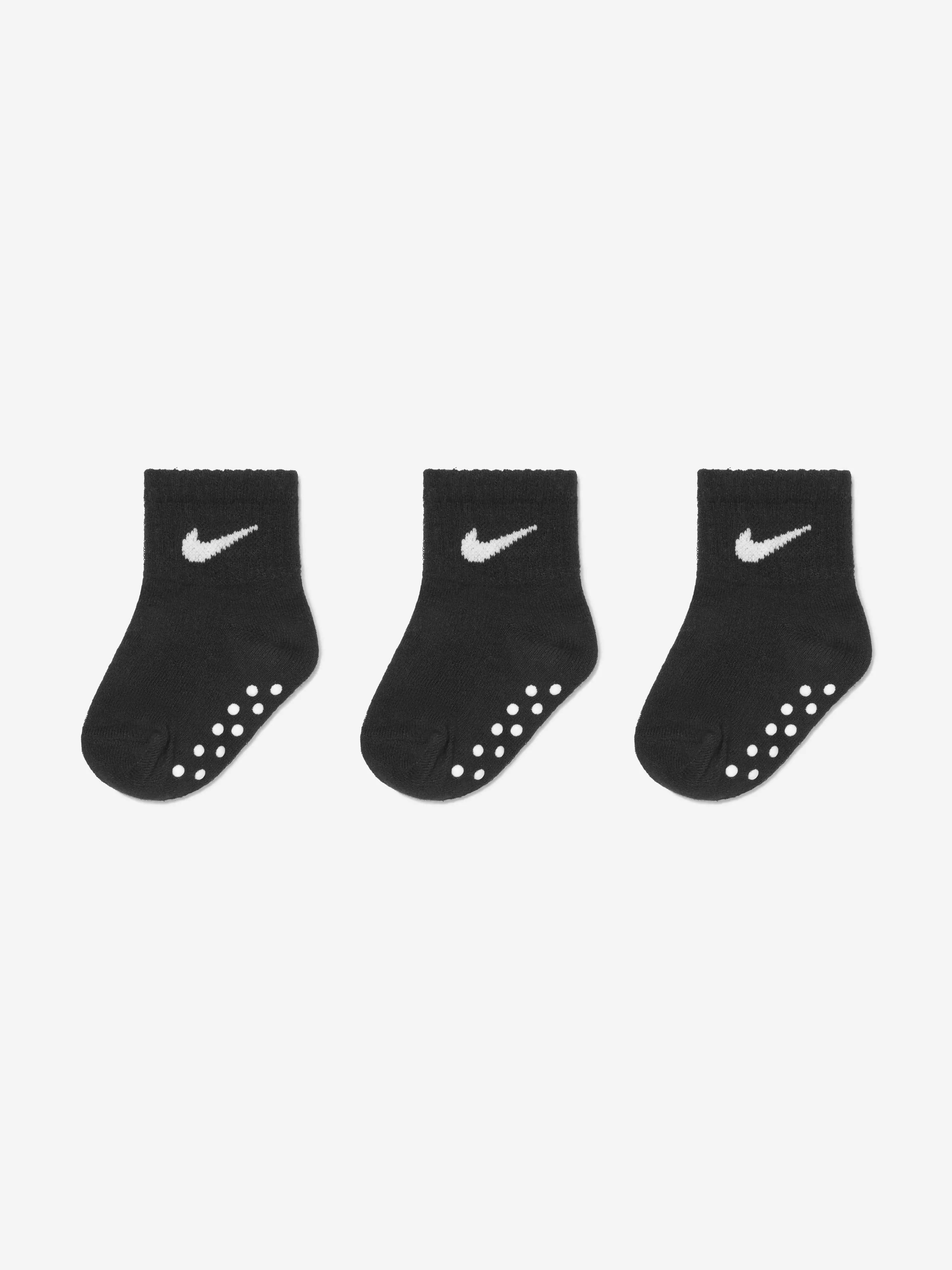 Kids Core Swoosh Gripper Socks Set in Black