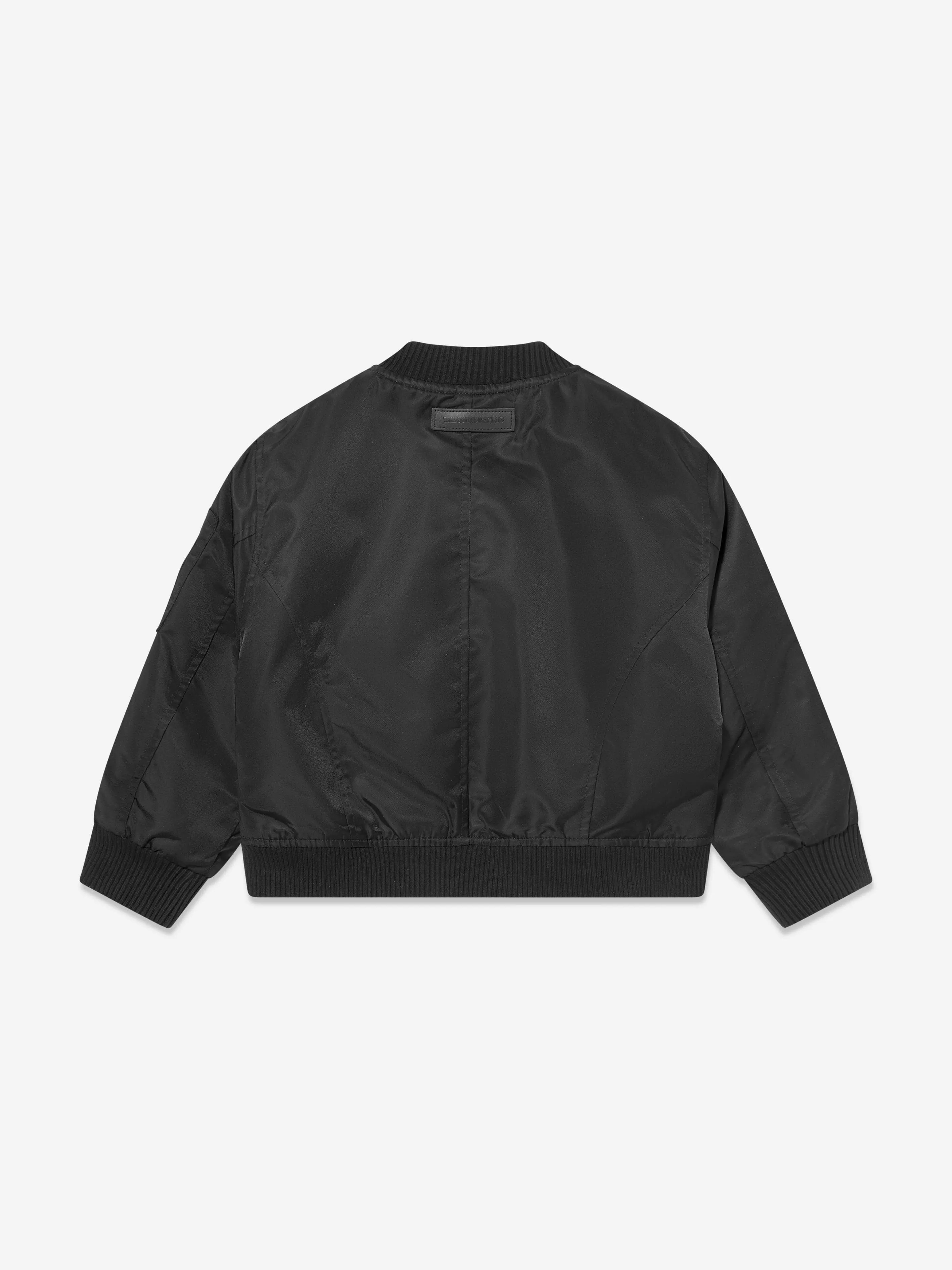 Kids Nylon 4 Emblem Bomber Jacket in Black