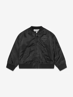 Kids Nylon 4 Emblem Bomber Jacket in Black