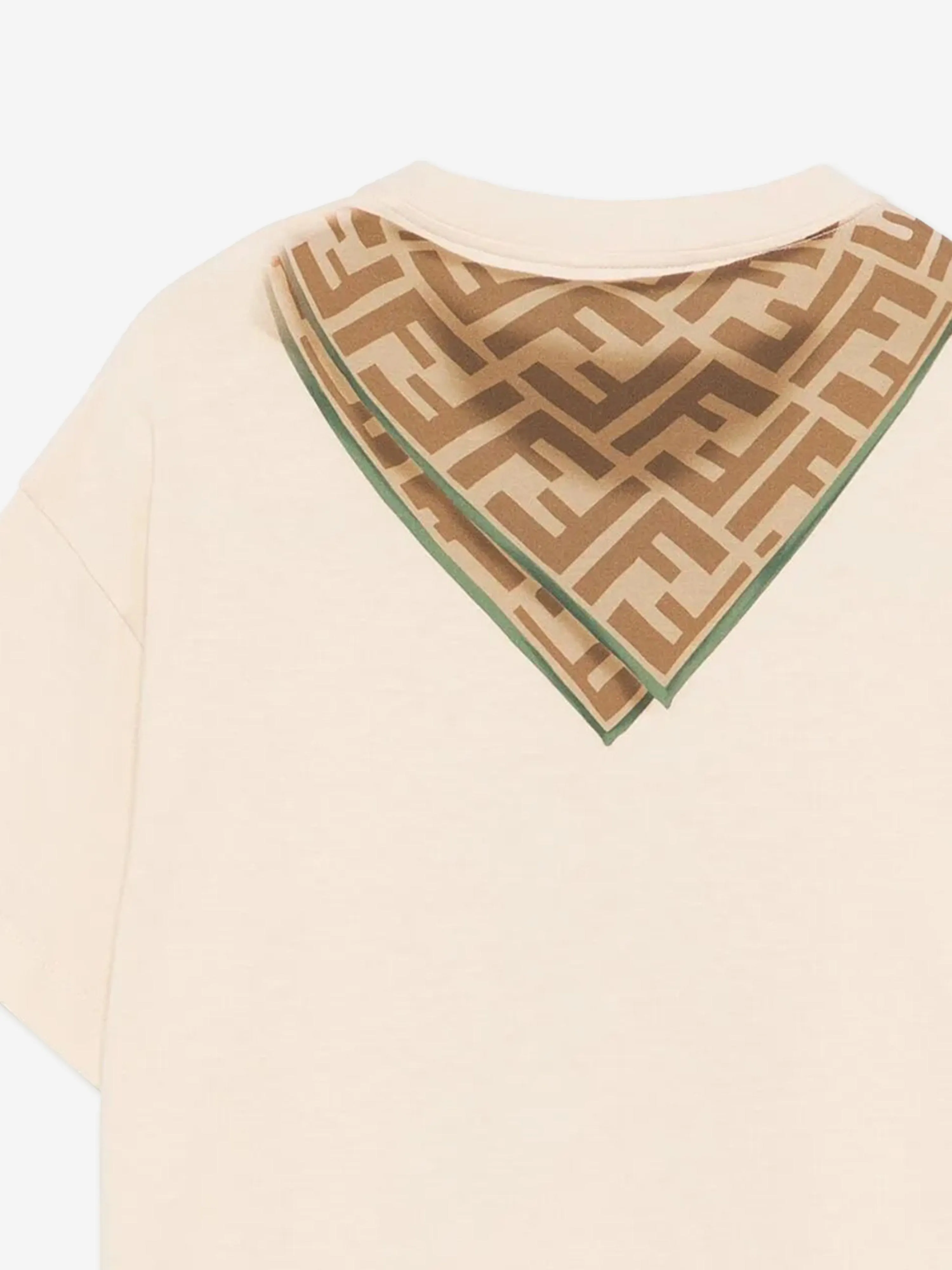 Kids Scarf Print T-Shirt in Beige