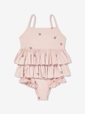 Konges Sl?jd Girls Cherry Manuca Frill Swimsuit in Beige