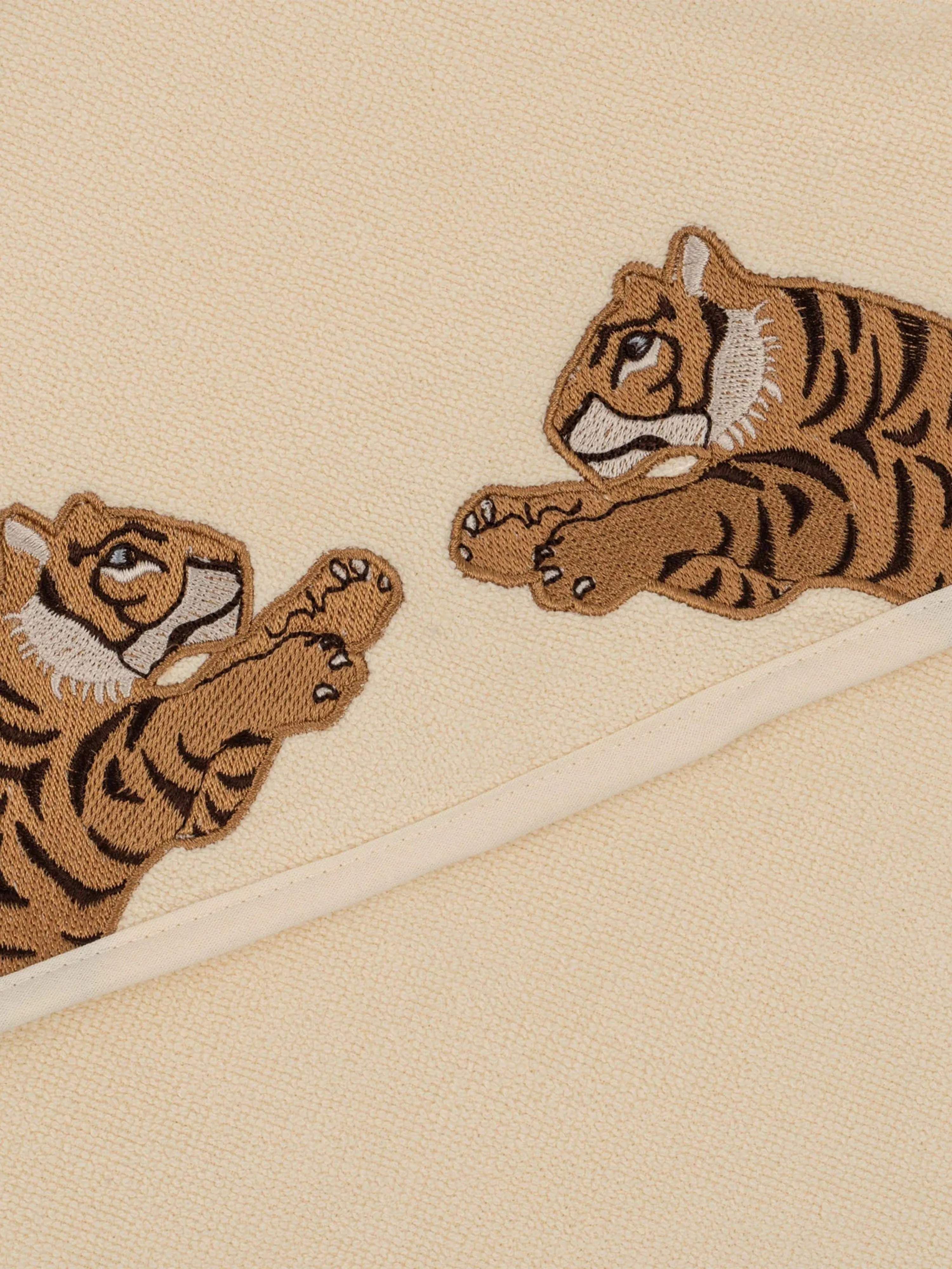 Konges Sl?jd Kids Embroidered Tiger Terry Towel in Beige