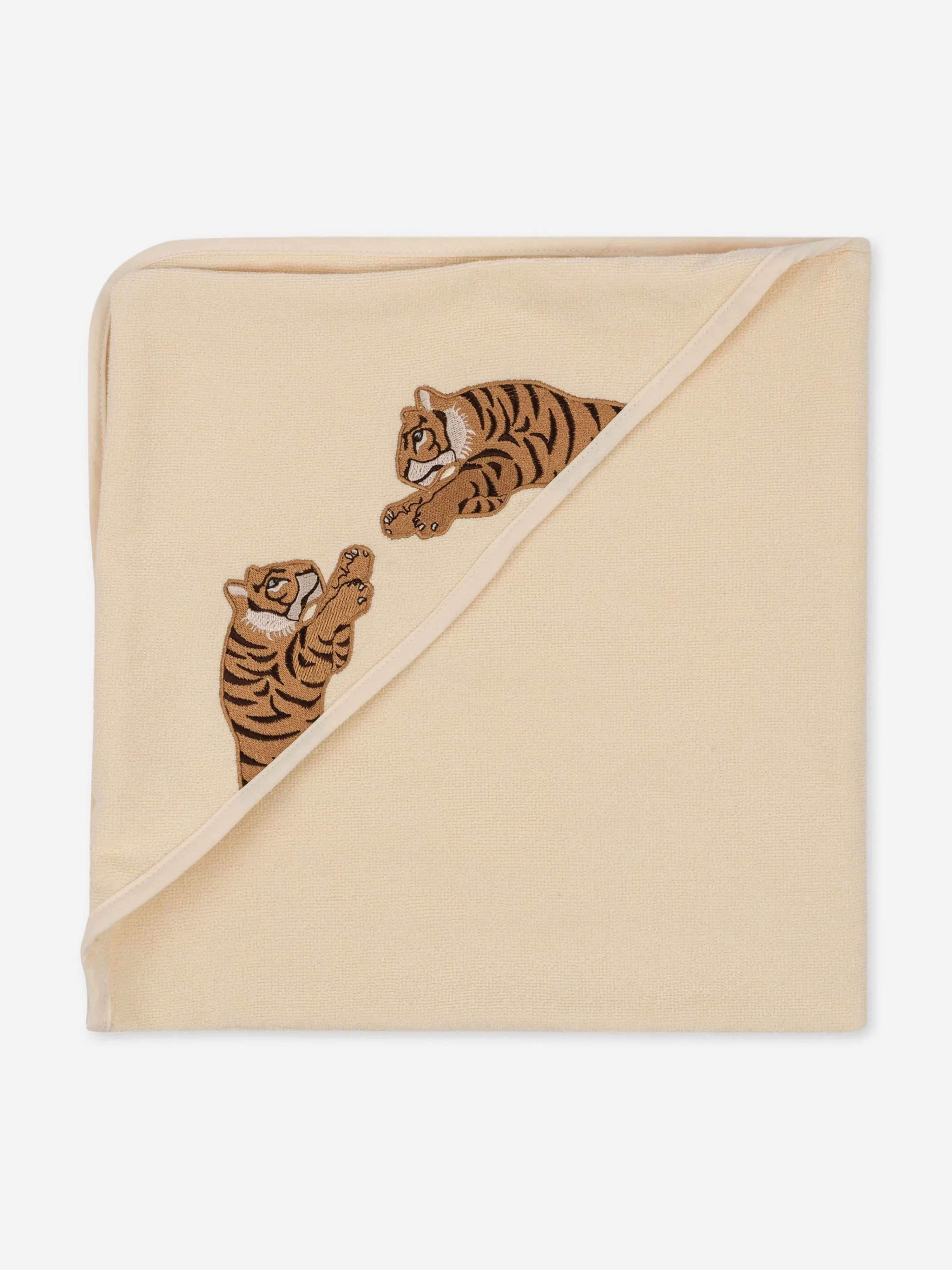 Konges Sl?jd Kids Embroidered Tiger Terry Towel in Beige