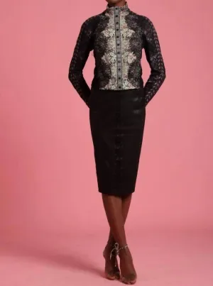 Lace Cardy Top In Black Forest