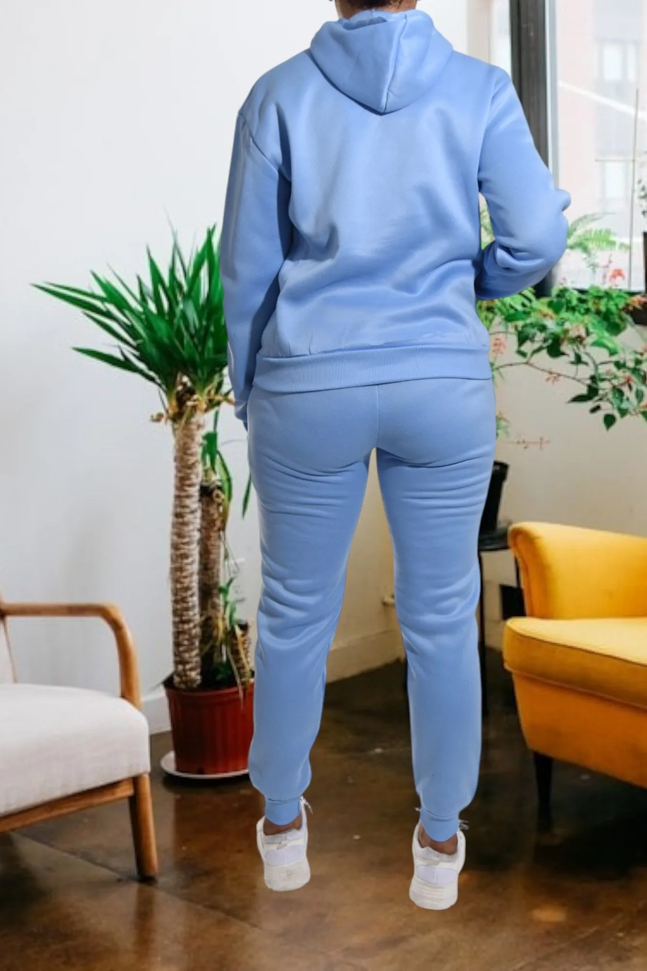 Letter Graphic Blue Hoody Tracksuit
