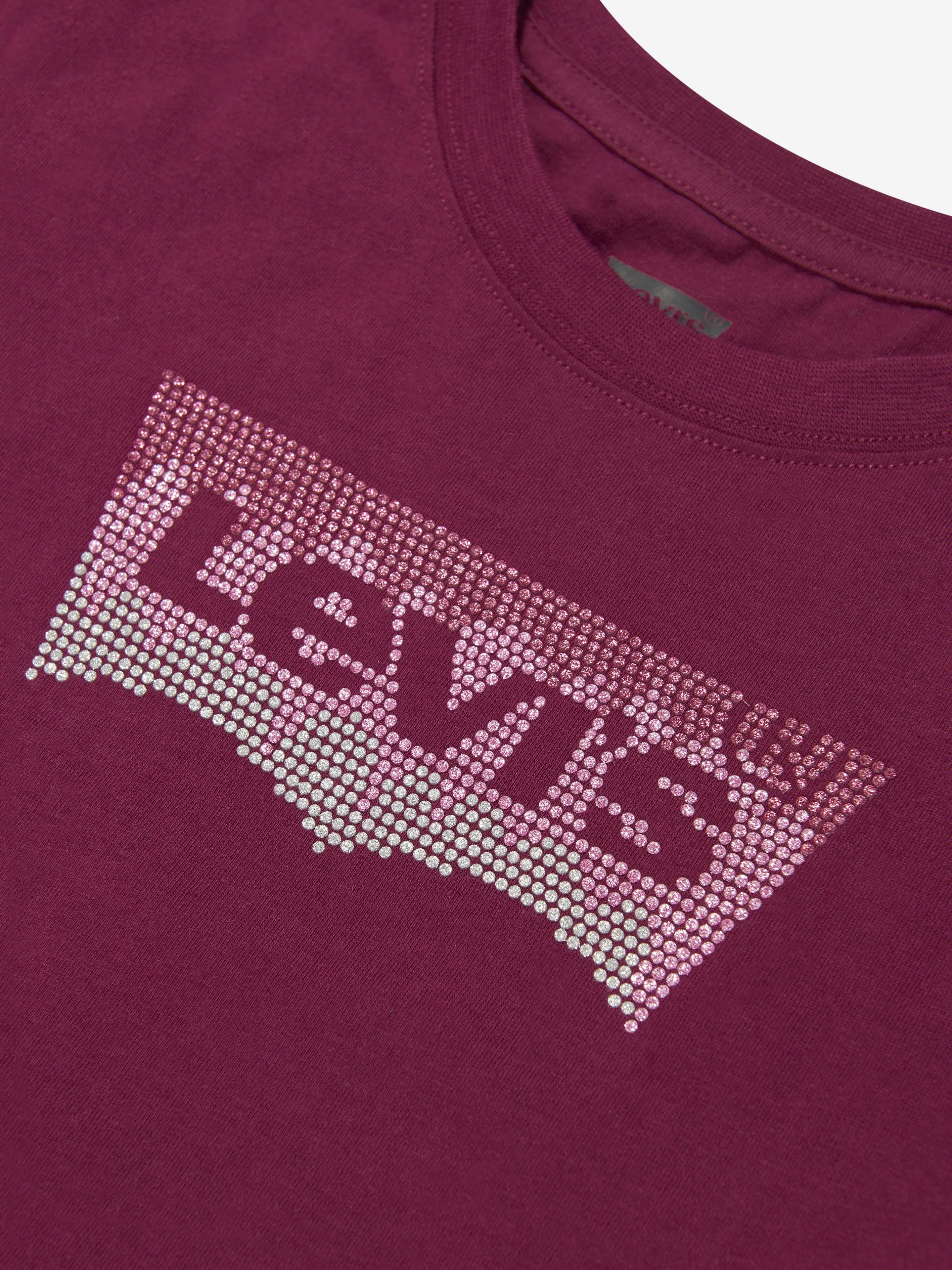 Levi's Girls Long Sleeve Glitter Logo T-Shirt in Red