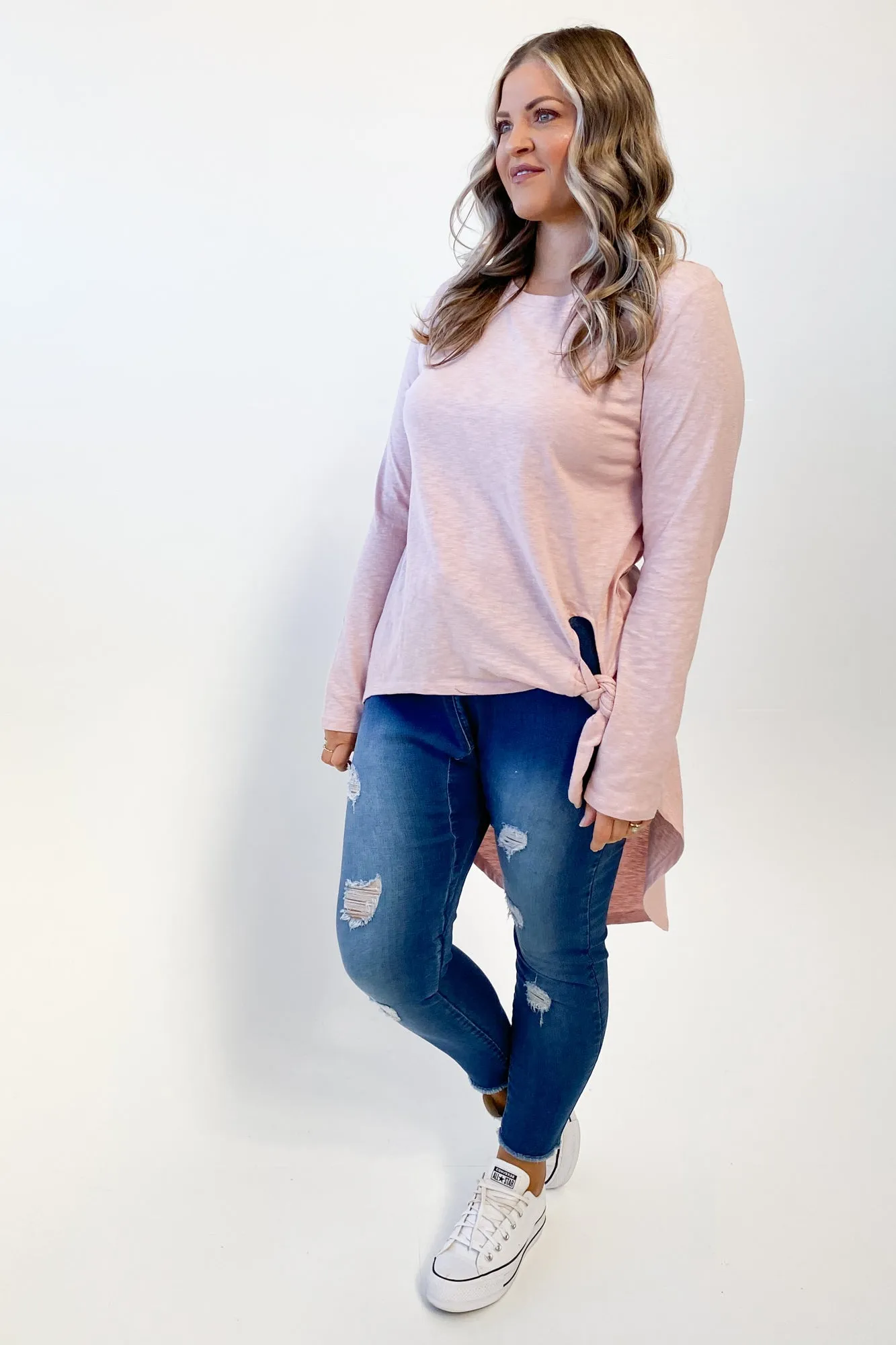 Little White Lie Michelle Tail Ls Tee Pink
