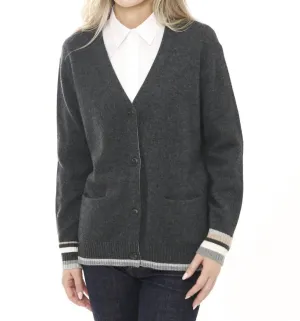 Long Sleeve Cardigan In Heather Charcoal