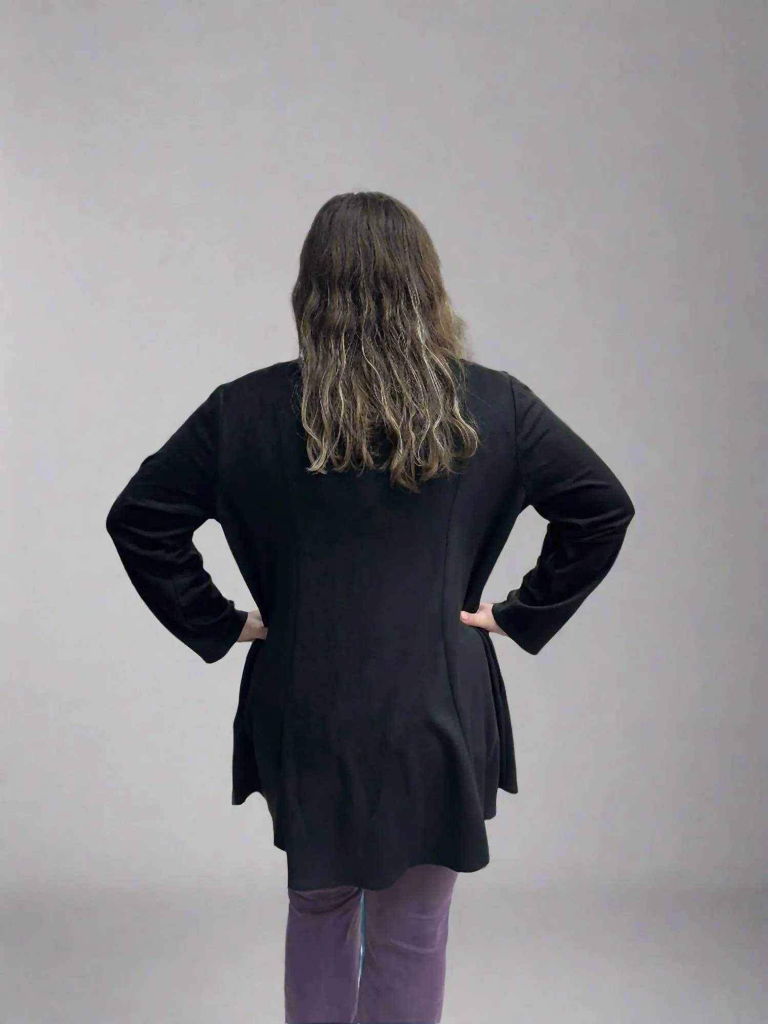 Long Sleeve Duster In Black
