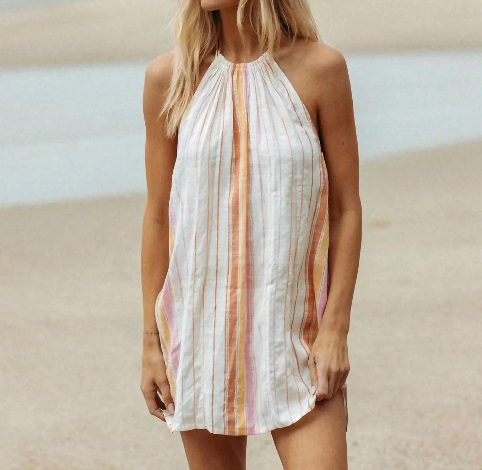 Lydia Striped Cover-Up Dress In Vaca Stripe Orange