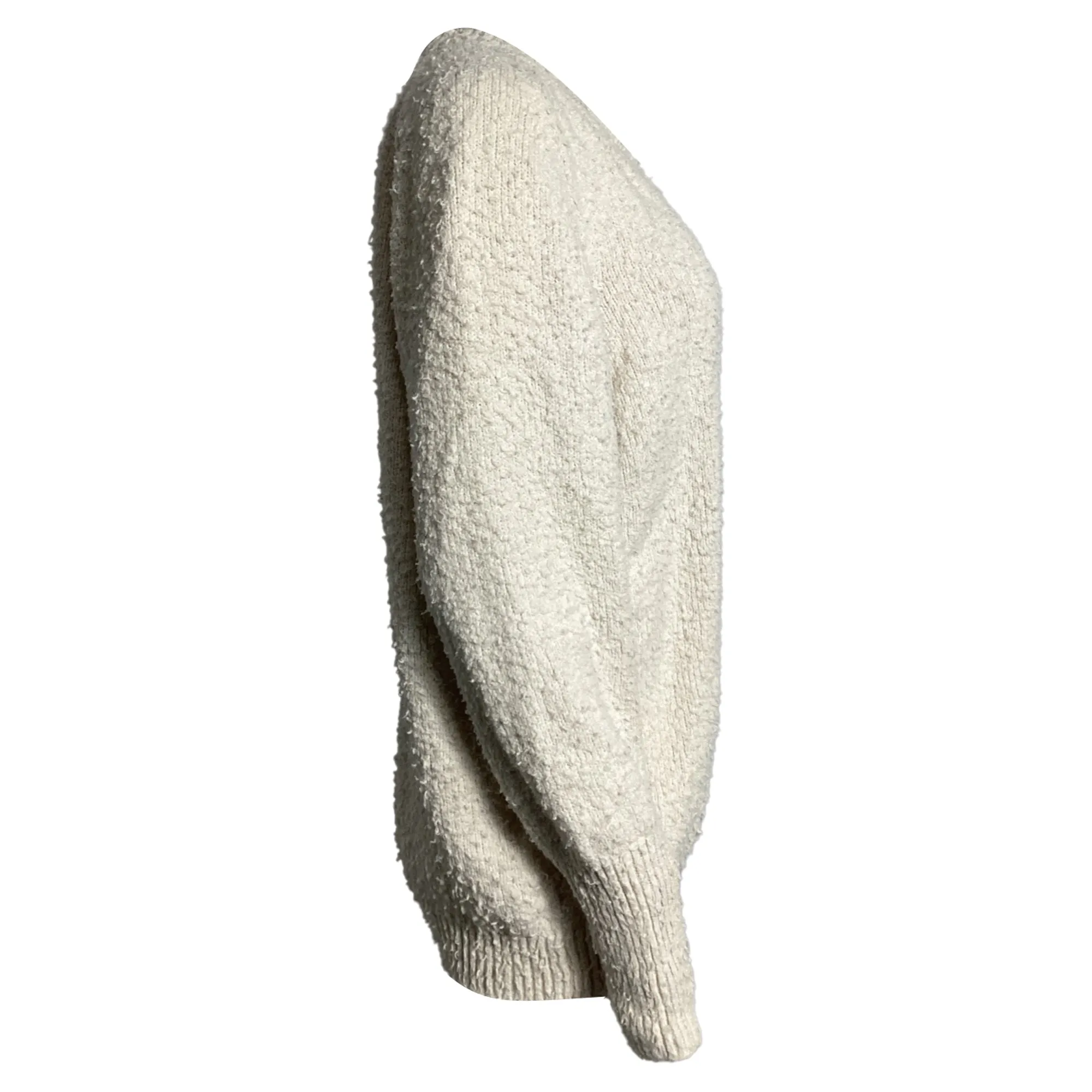 Maison Margiela Pilling Effect Knitted Cardigan in Cream Cotton