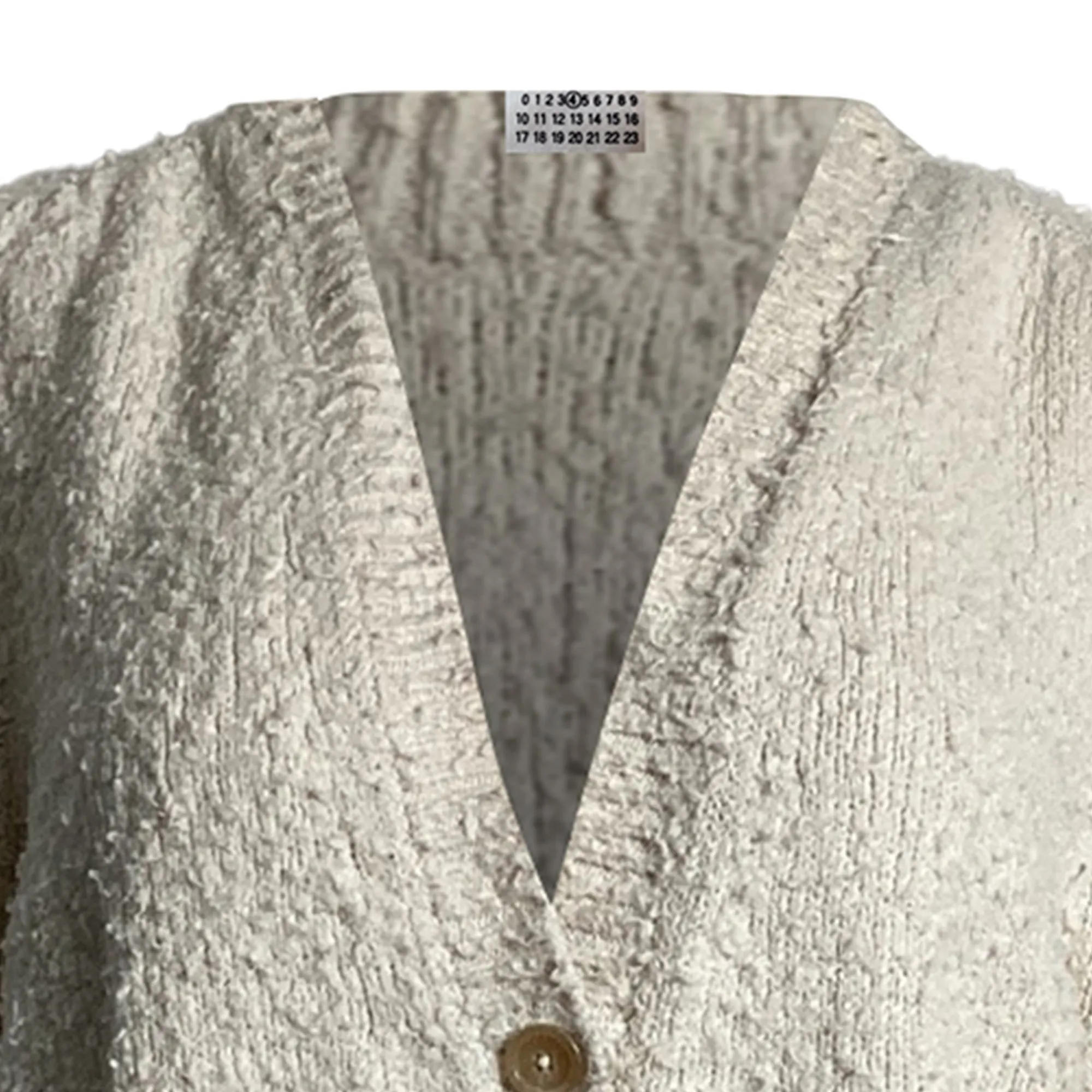 Maison Margiela Pilling Effect Knitted Cardigan in Cream Cotton