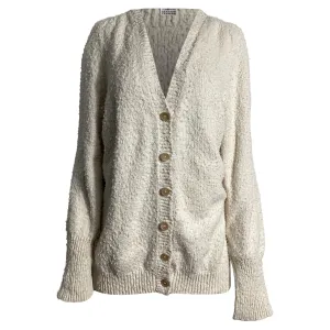 Maison Margiela Pilling Effect Knitted Cardigan in Cream Cotton