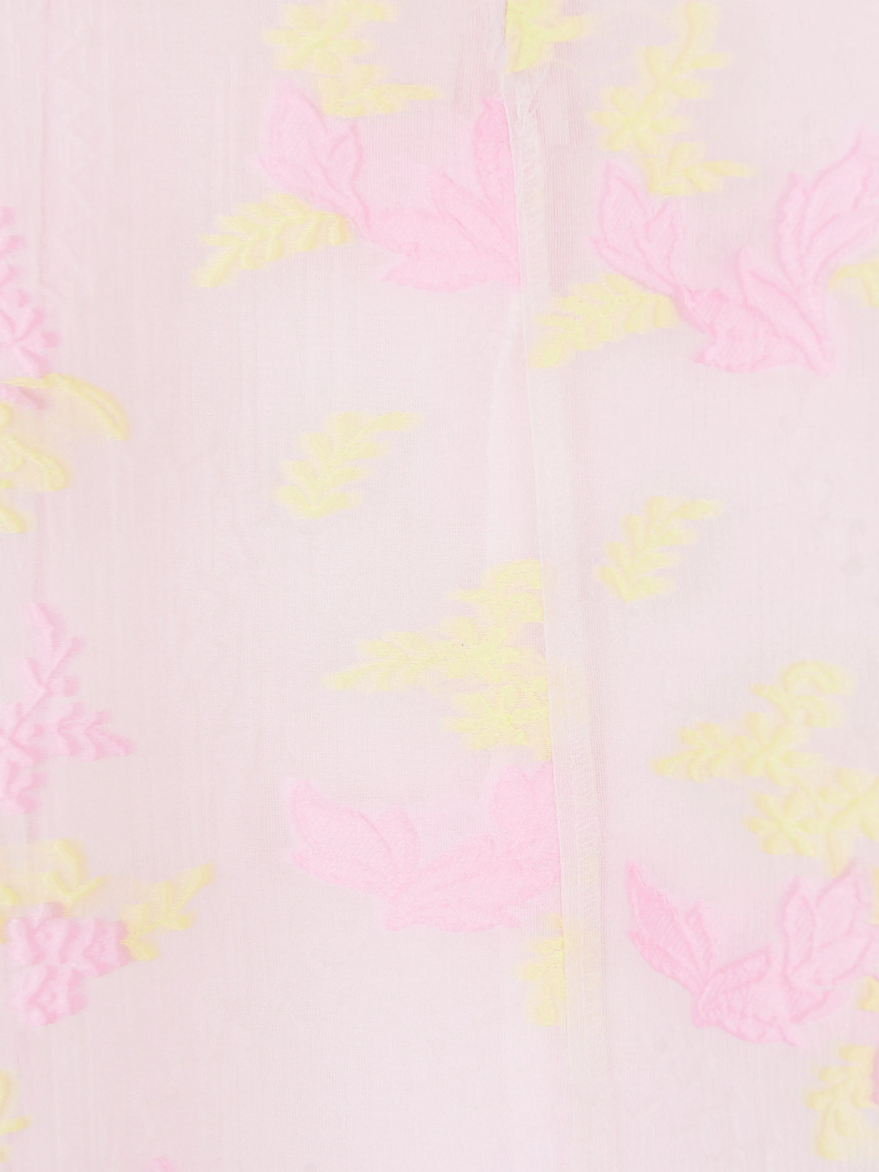 Mama Luma Girls Balloon Sleeve Jacquard Organza Dress in Pink