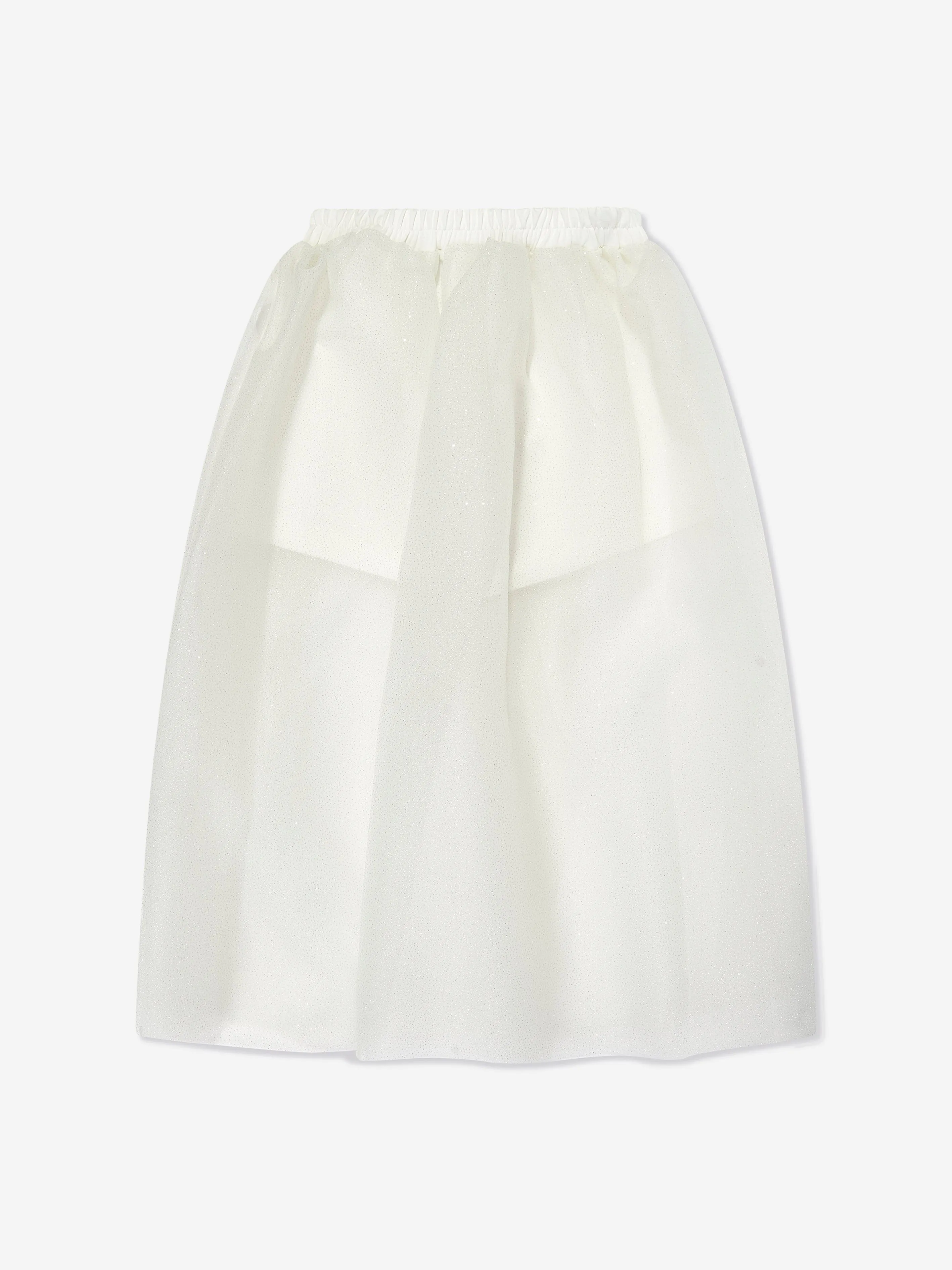 Mama Luma Girls Long Tulle Skirt in White