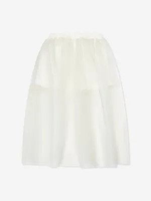Mama Luma Girls Long Tulle Skirt in White