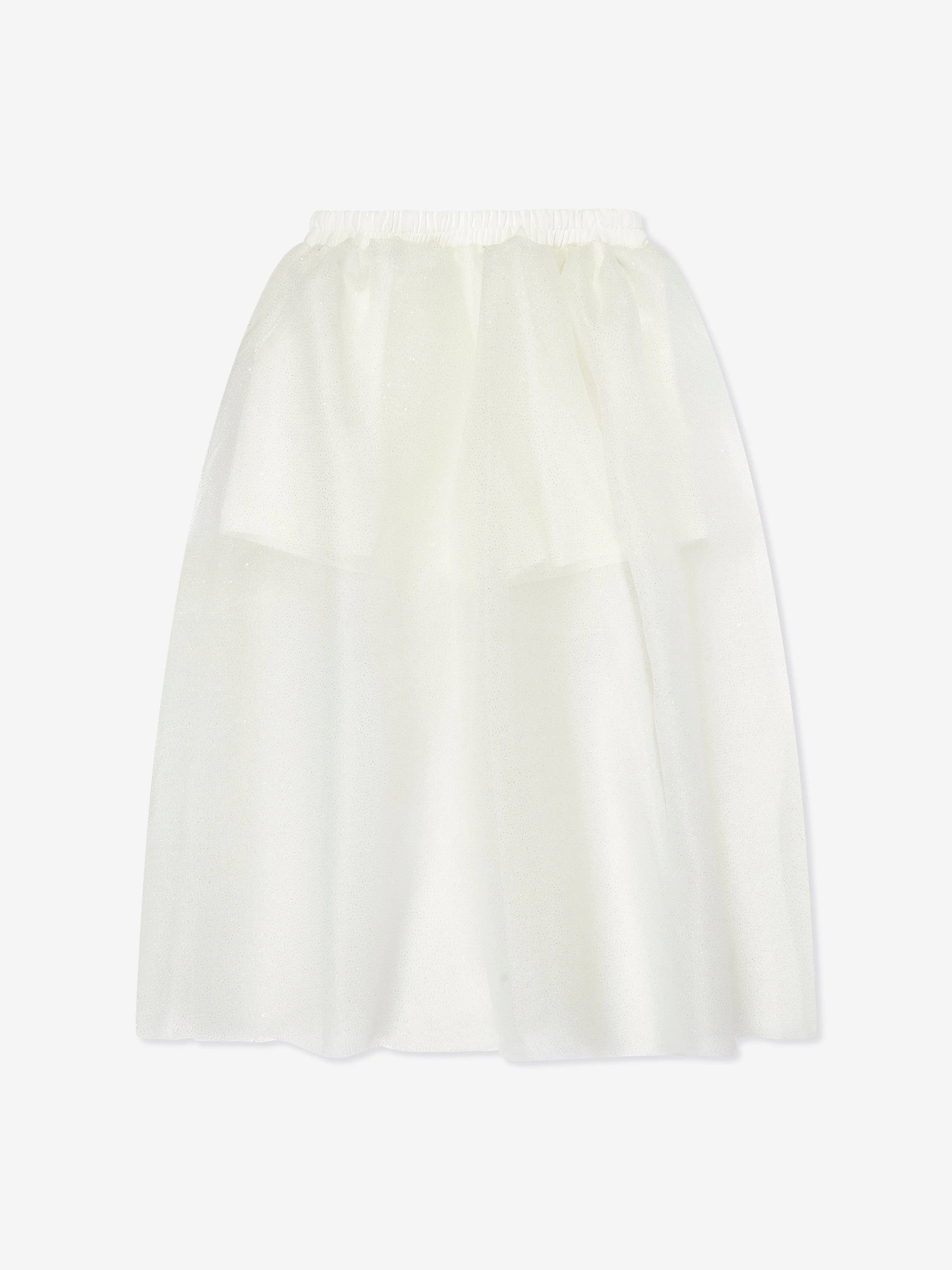 Mama Luma Girls Long Tulle Skirt in White
