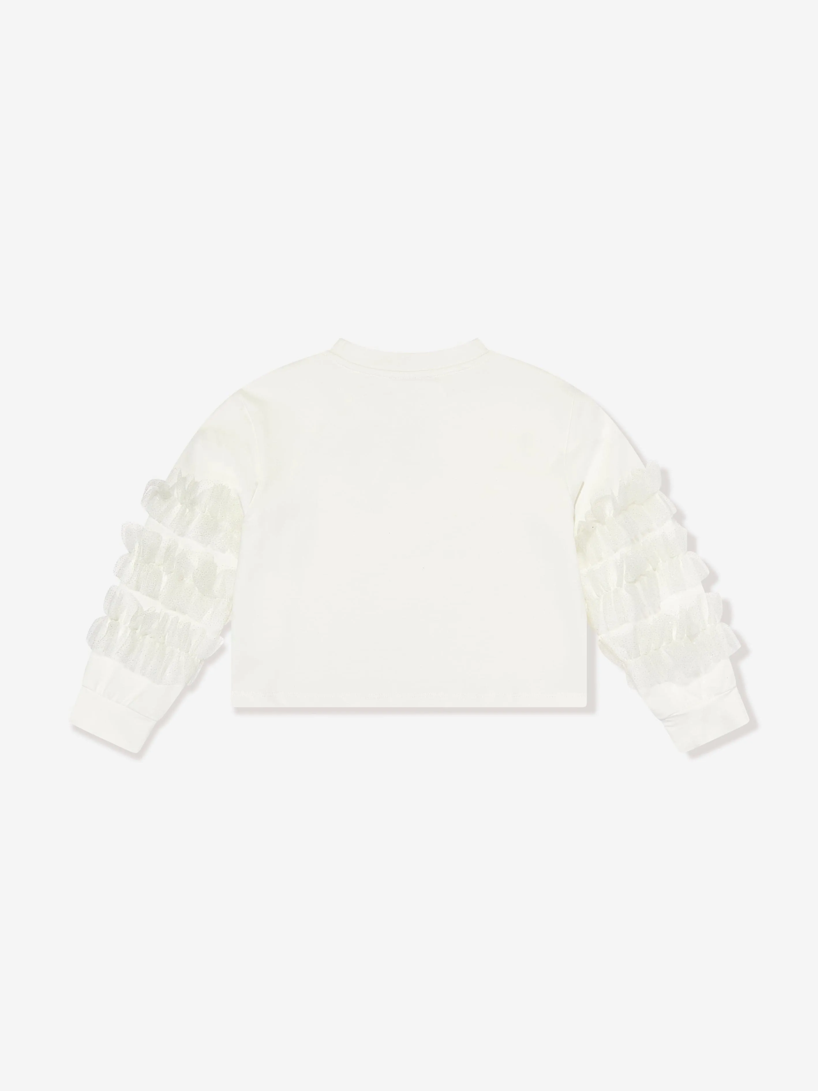 Mama Luma Girls Organza Detailed Sleeve Sweatshirt in White