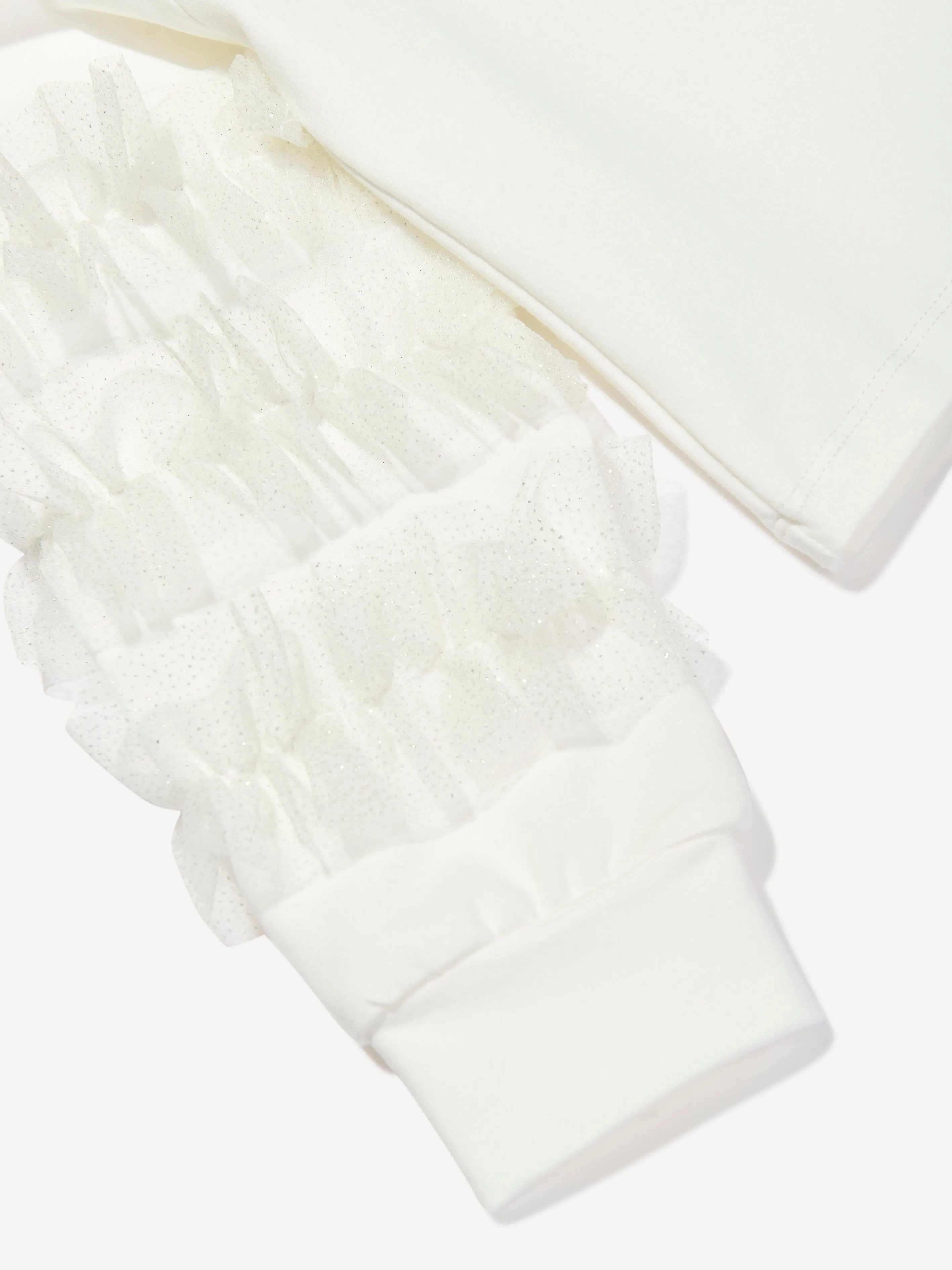 Mama Luma Girls Organza Detailed Sleeve Sweatshirt in White