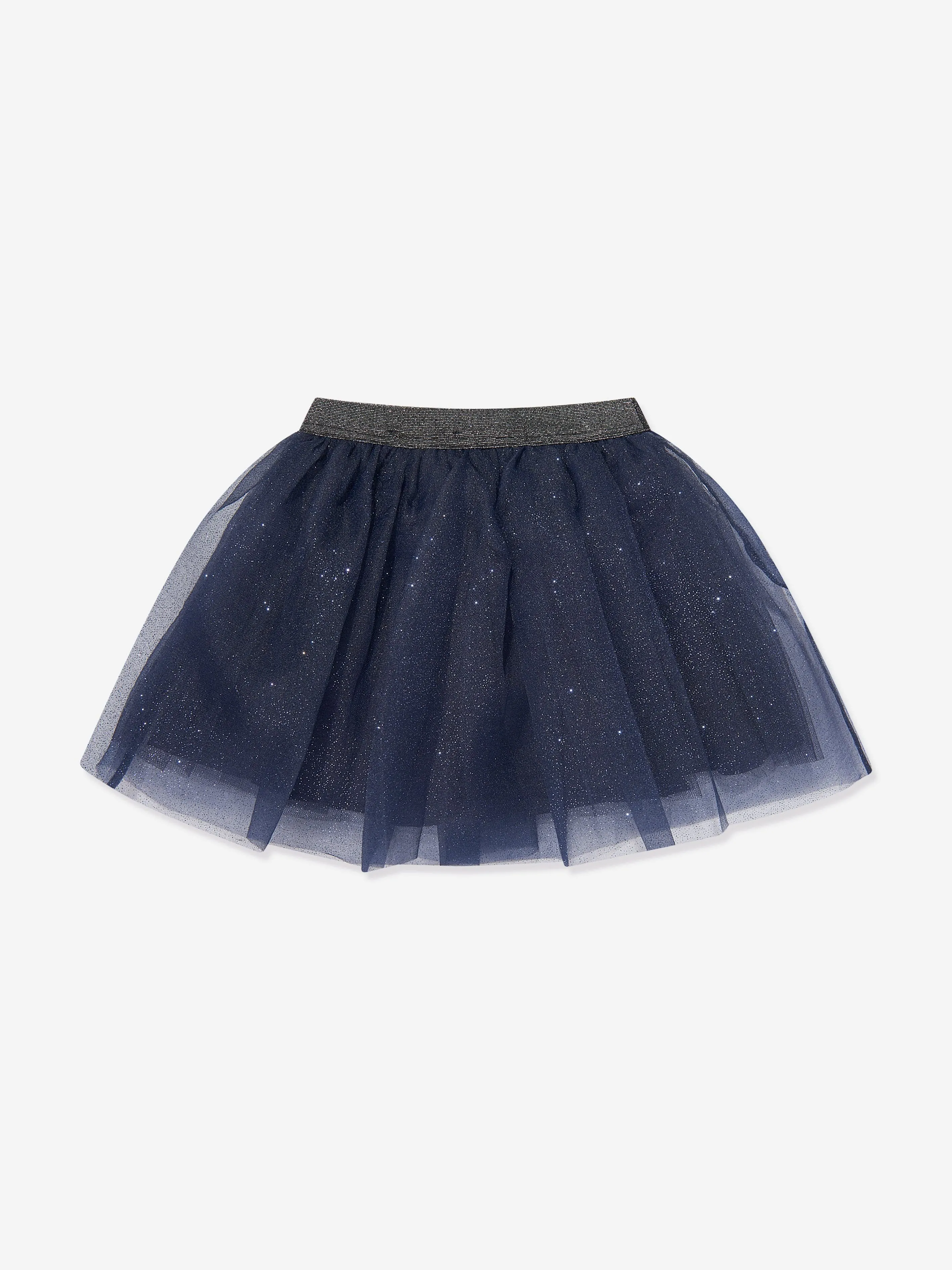 Mama Luma Girls Organza Flower Skirt in Navy
